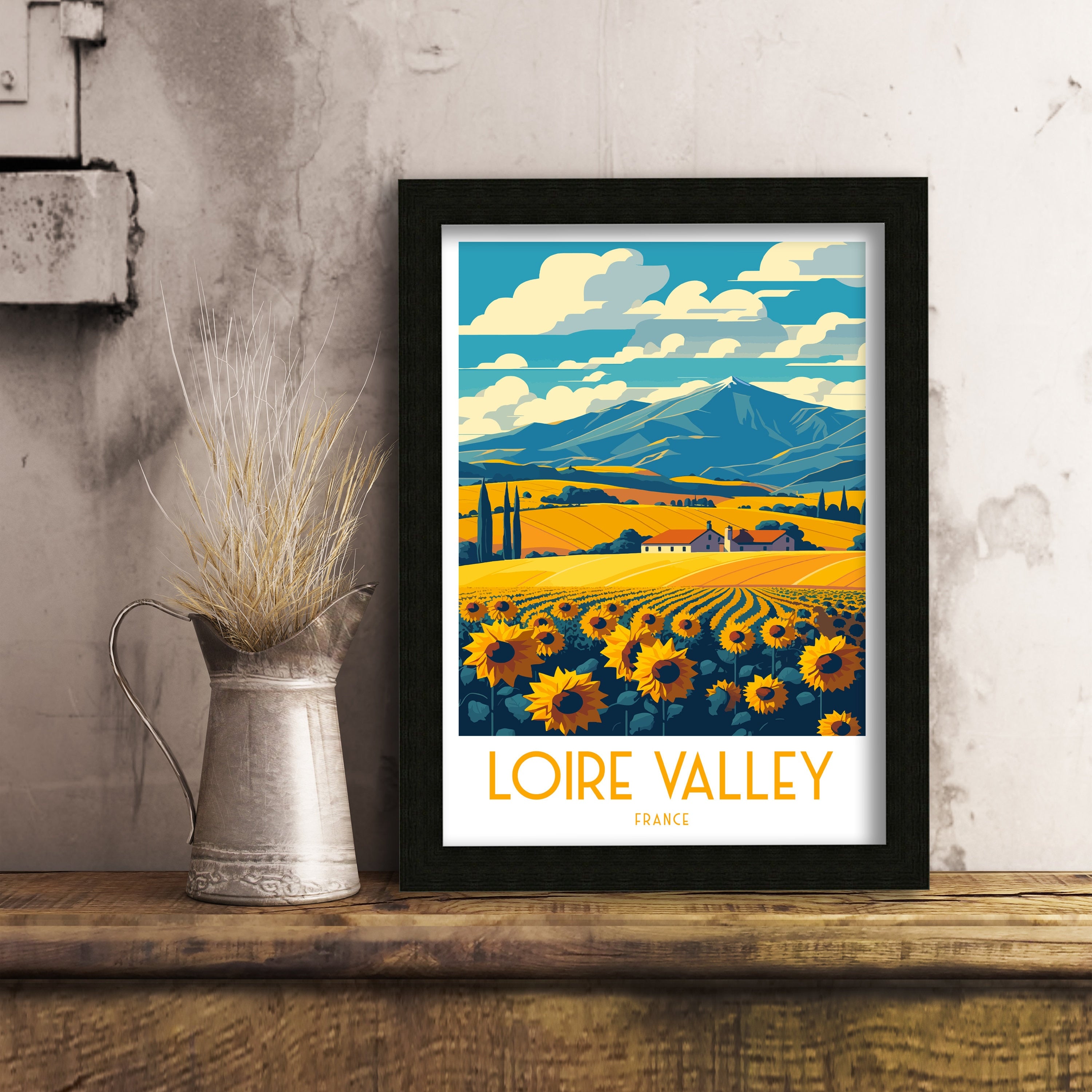Loire Valley France Travel Art Print, Vineyard Landscape