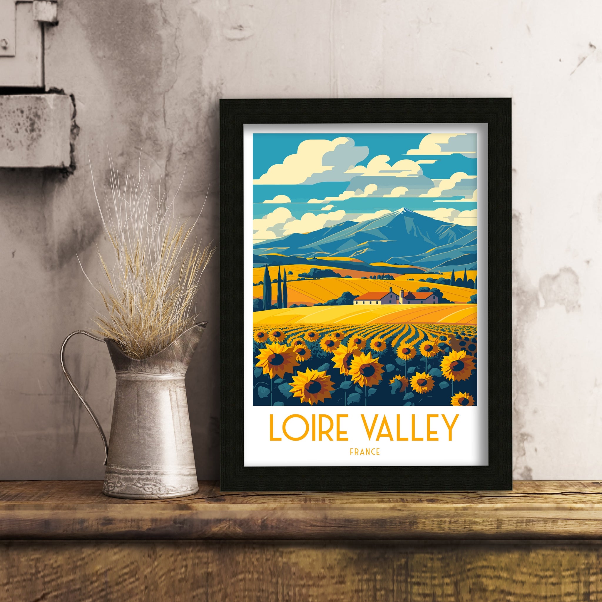 Loire Valley France Travel Art Print, Vineyard Landscape