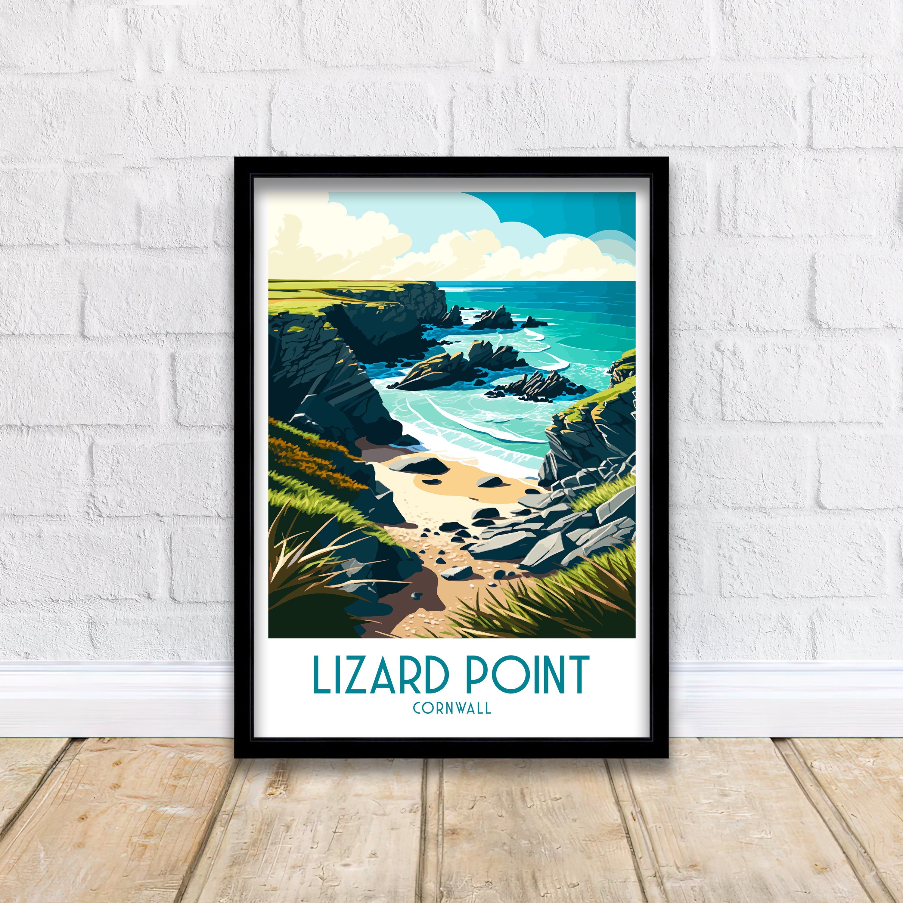 Lizard Point Cornwall Travel Poster | Coastal Art Print