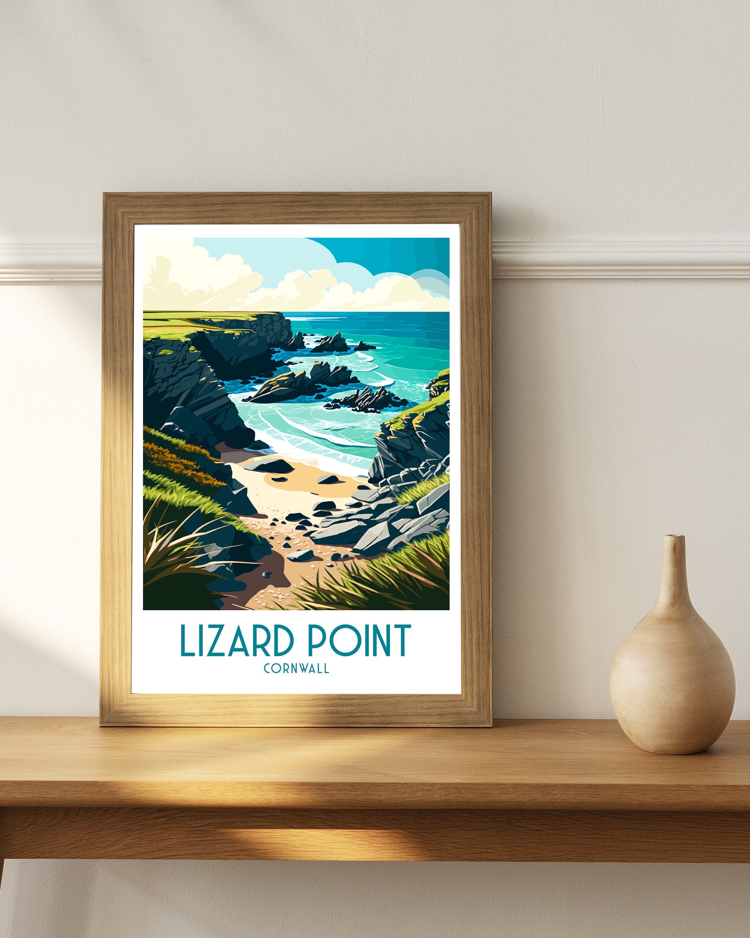 Lizard Point Cornwall Travel Poster | Coastal Art Print