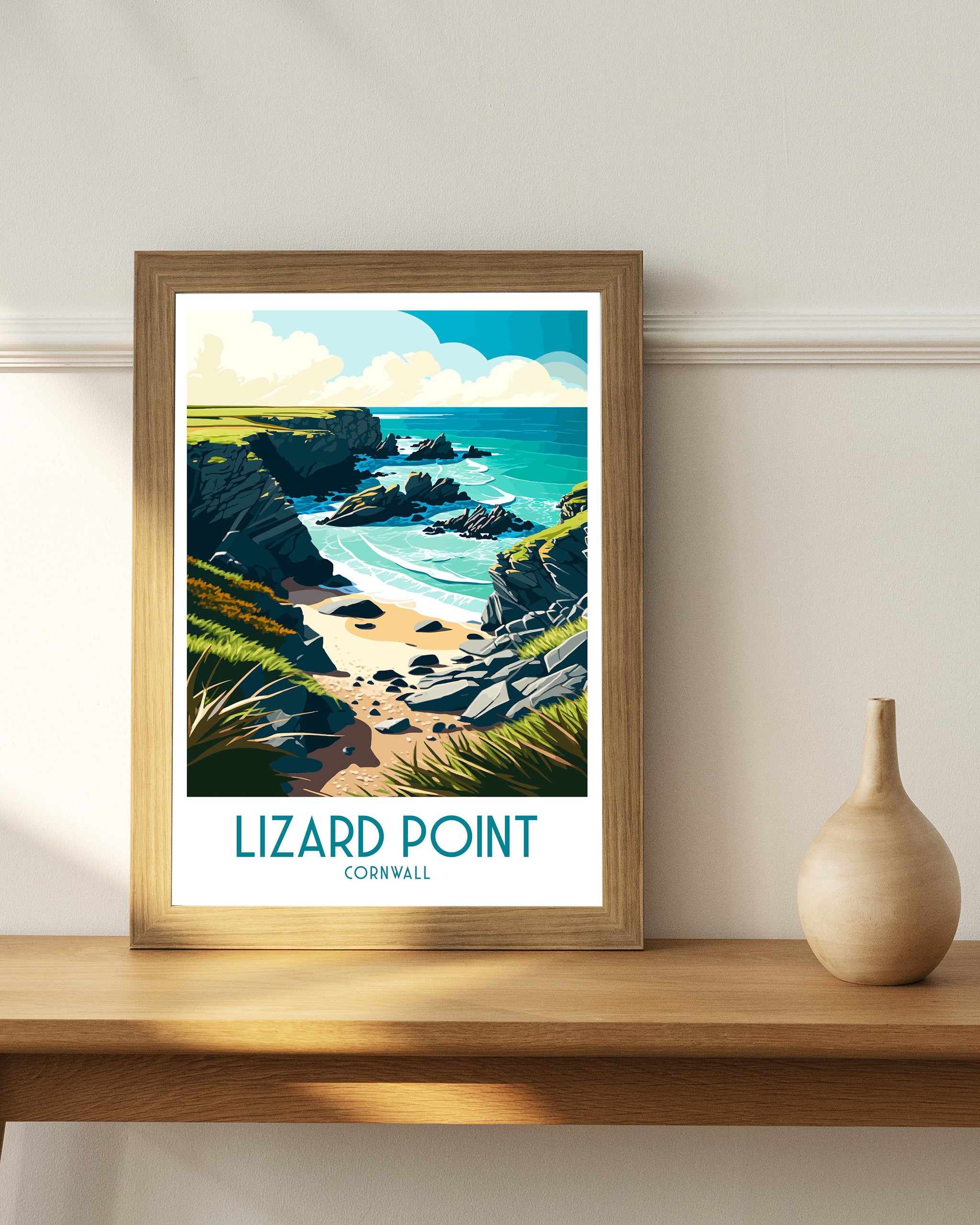 Lizard Point Cornwall Travel Poster | Coastal Art Print