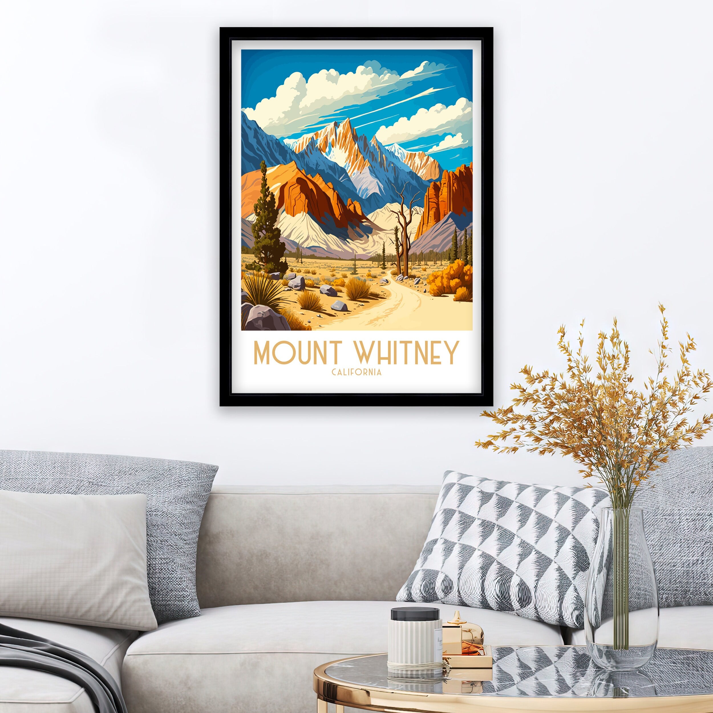 Mount Whitney Art Print | Sierra Nevada Illustration, California Travel Decor