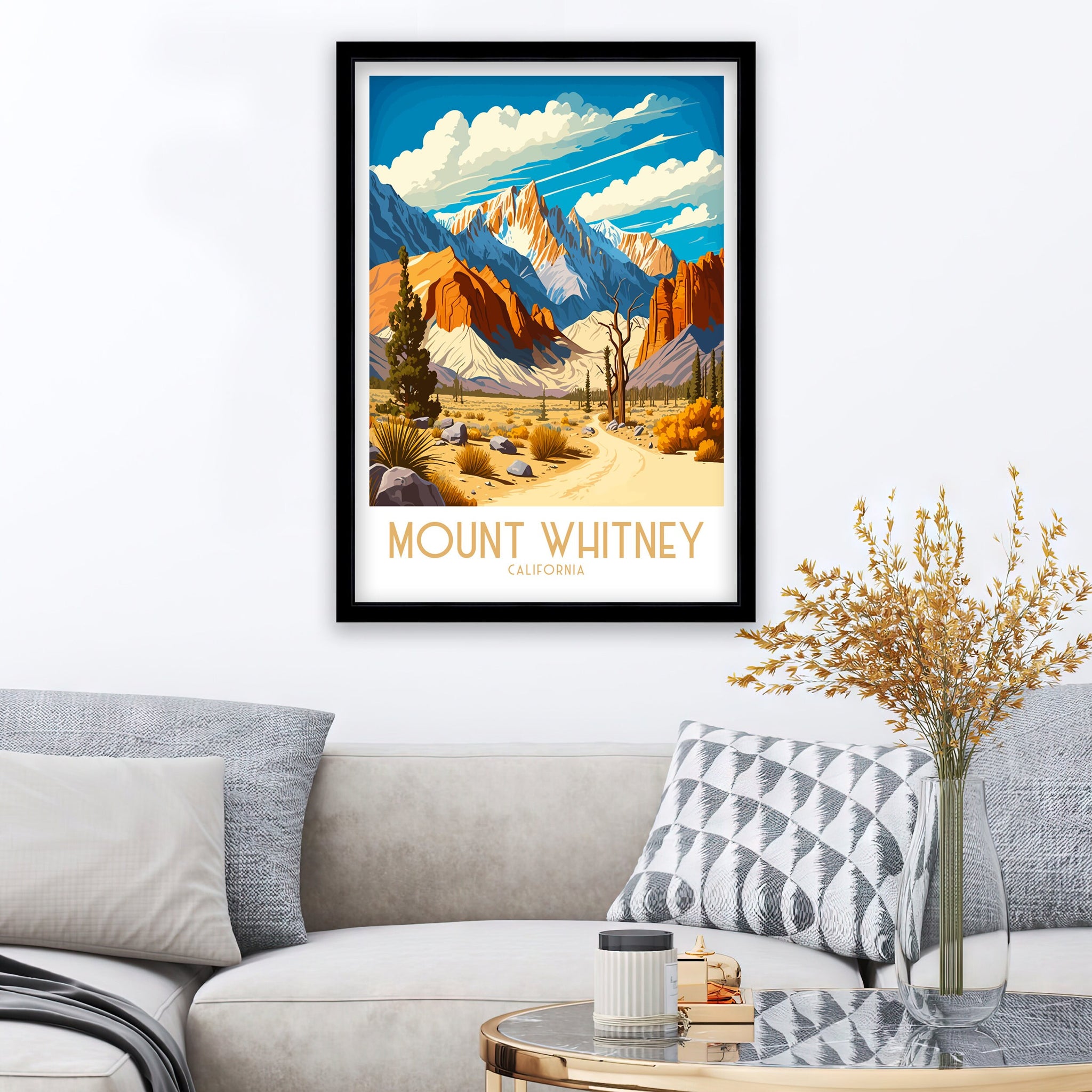 Mount Whitney Art Print | Sierra Nevada Illustration, California Travel Decor