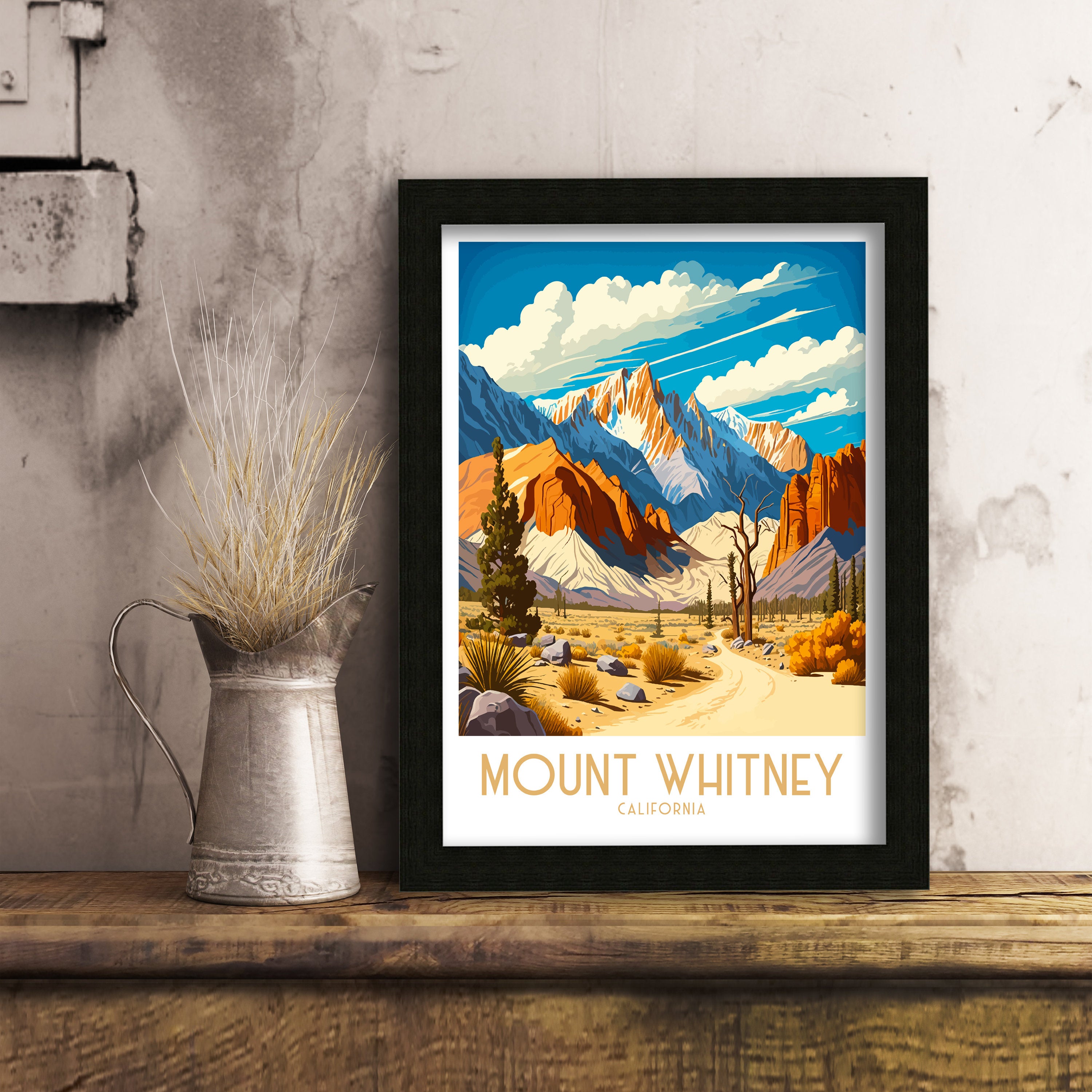 Mount Whitney Art Print | Sierra Nevada Illustration, California Travel Decor