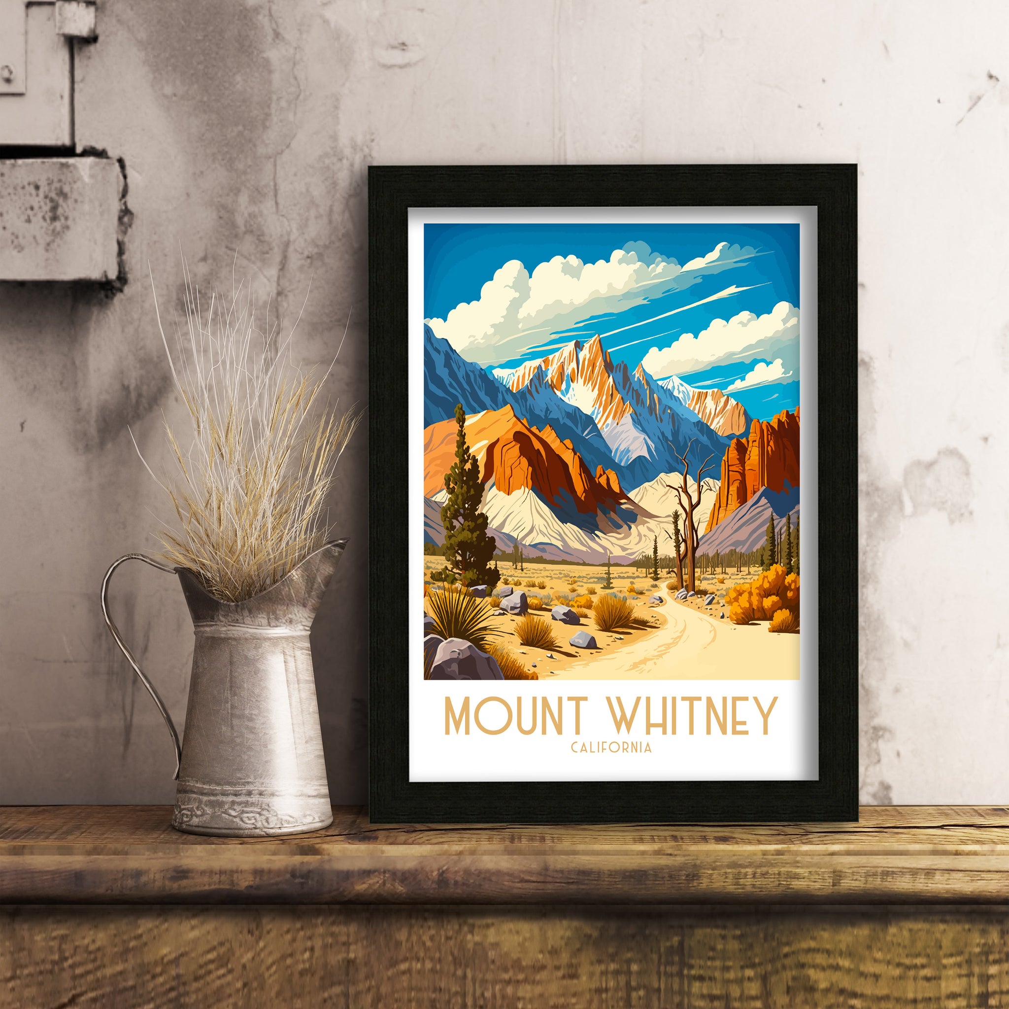 Mount Whitney Art Print | Sierra Nevada Illustration, California Travel Decor