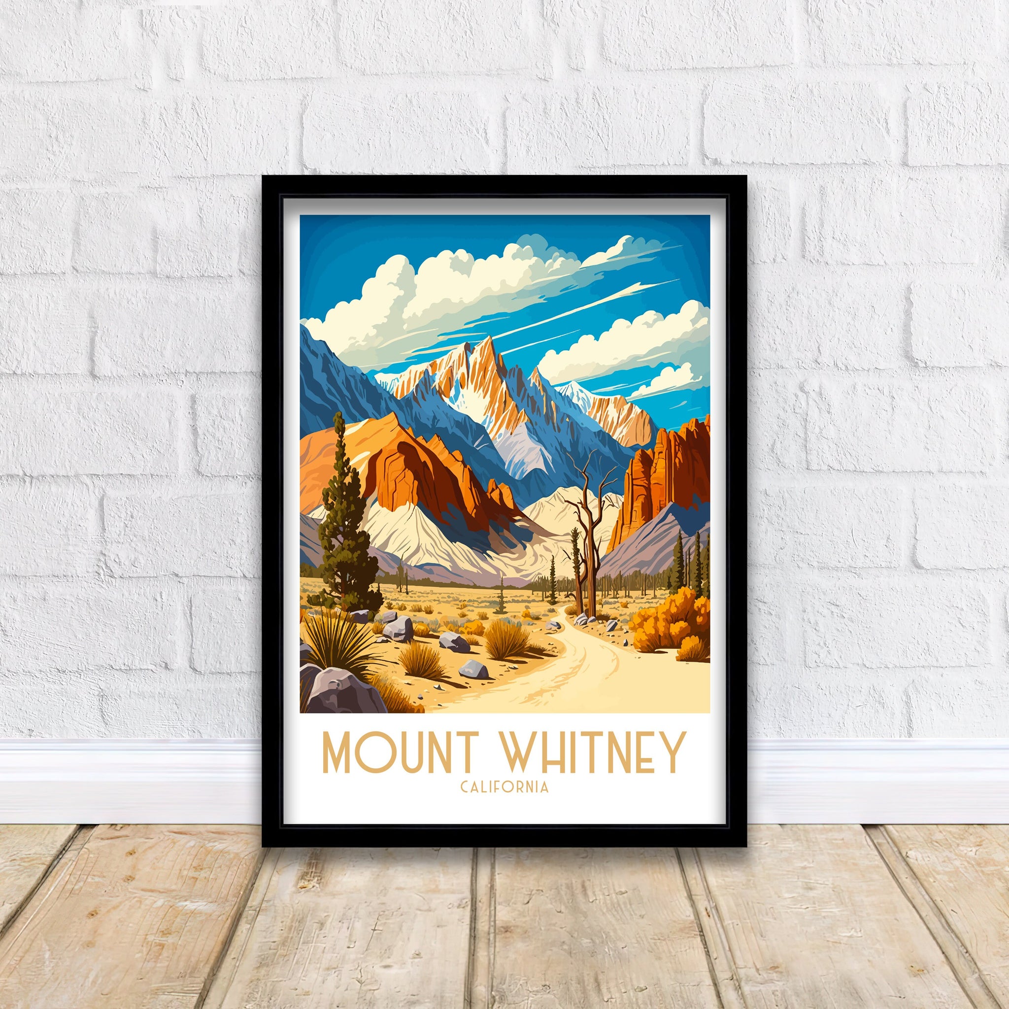 Mount Whitney Art Print | Sierra Nevada Illustration, California Travel Decor