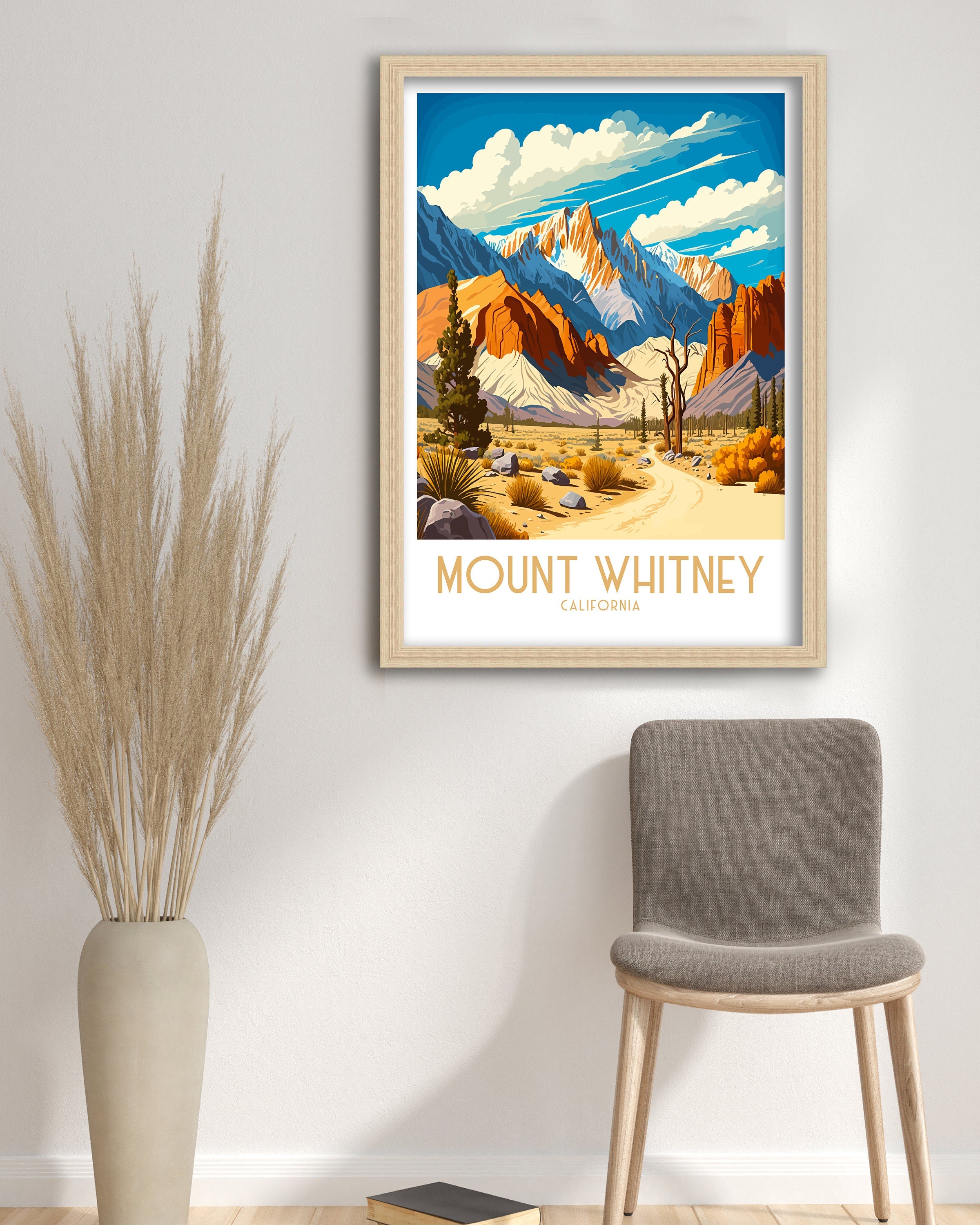 Mount Whitney Art Print | Sierra Nevada Illustration, California Travel Decor