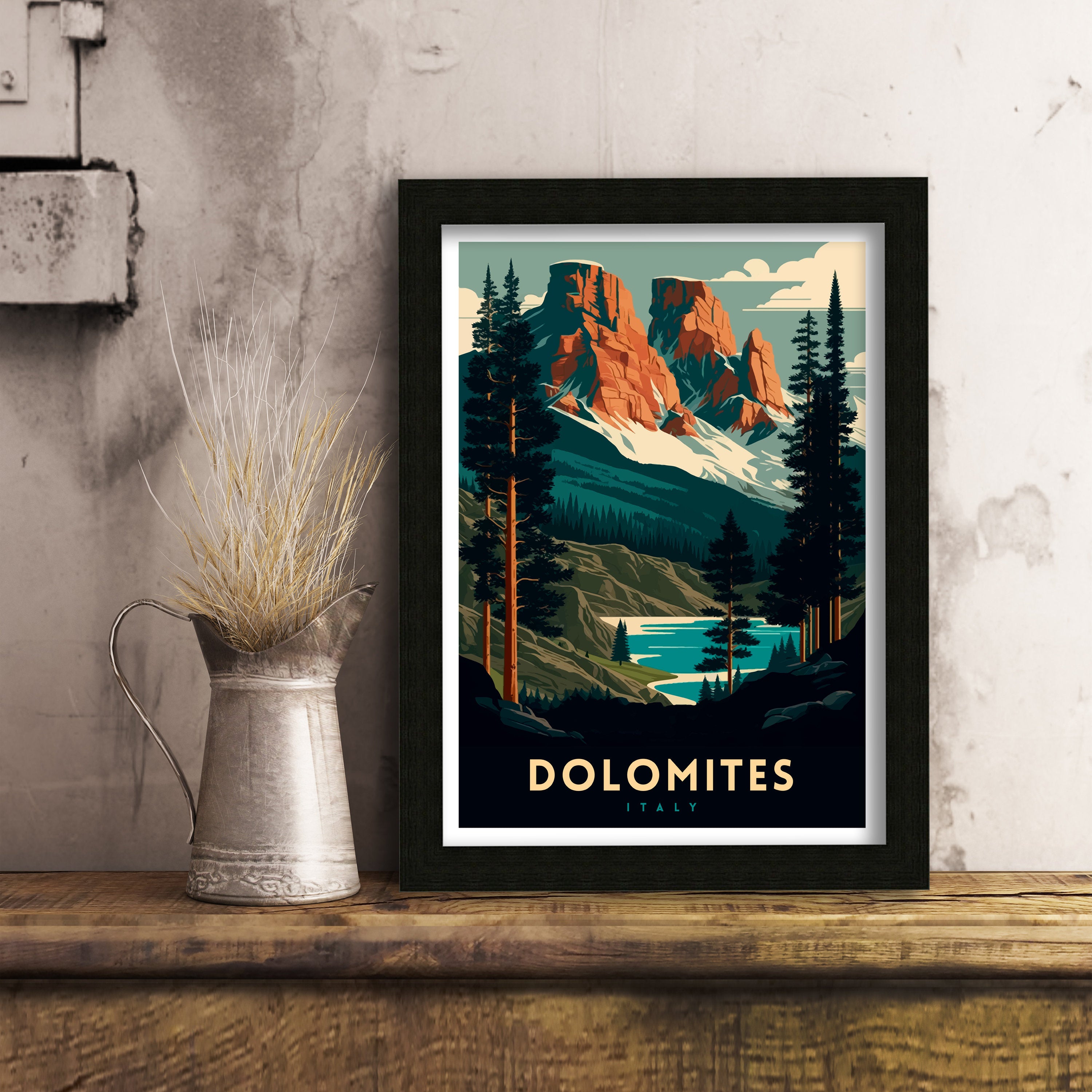 Dolomites Italy Travel Poster | Vintage Style Print