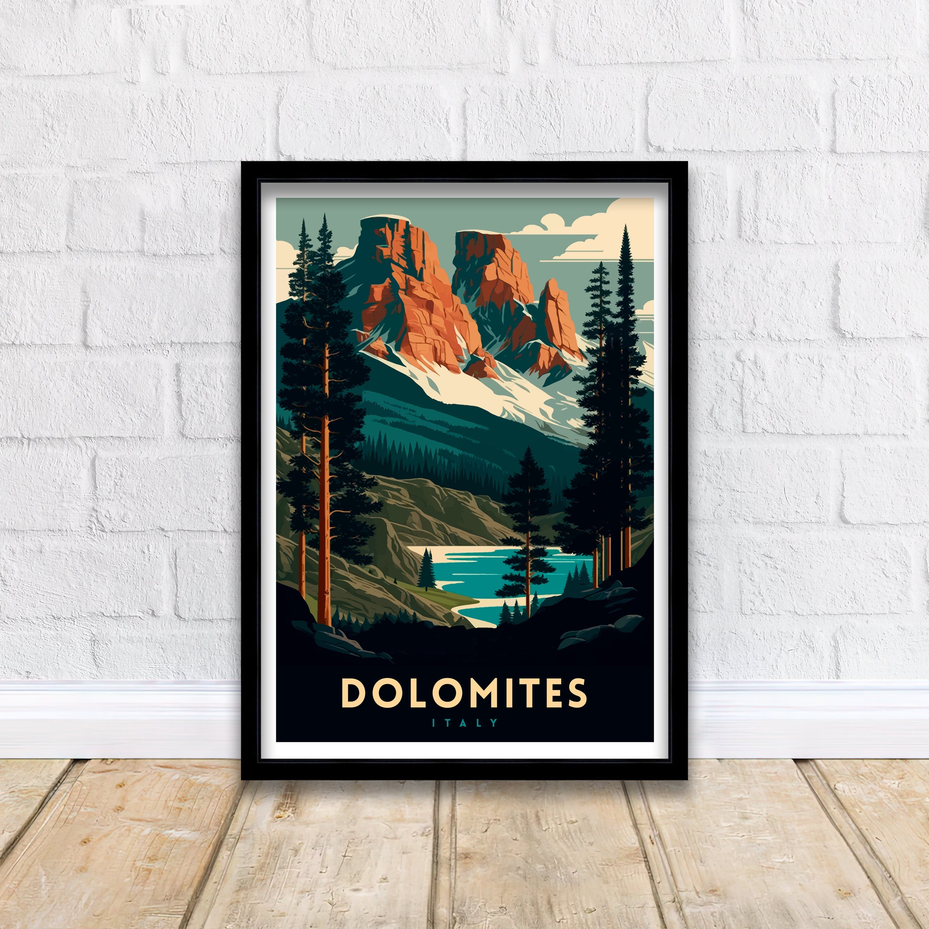 Dolomites Italy Travel Poster | Vintage Style Print