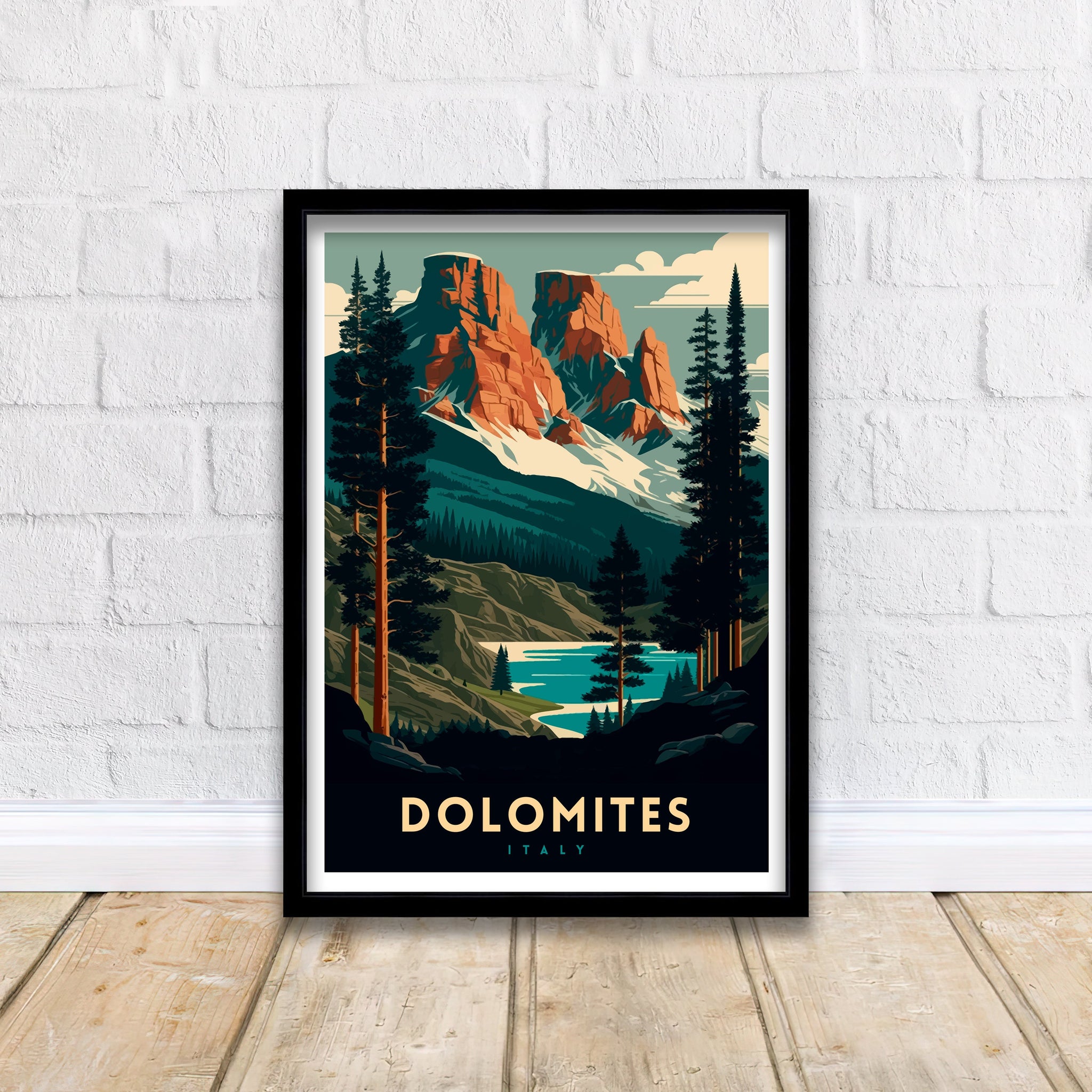 Dolomites Italy Travel Poster | Vintage Style Print