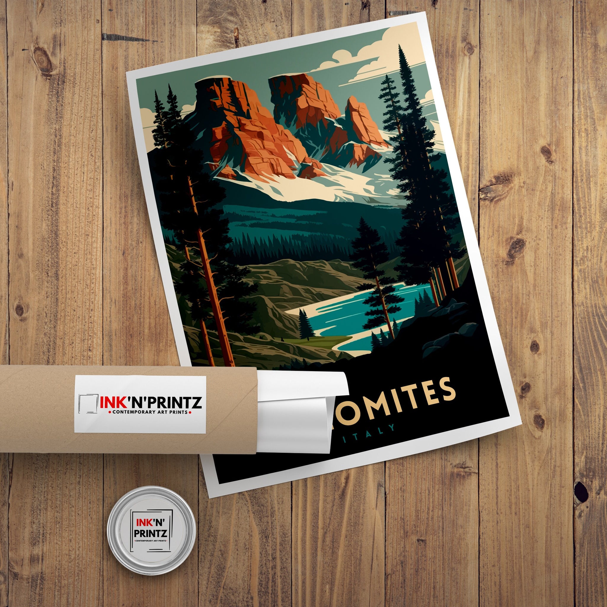 Dolomites Italy Travel Poster | Vintage Style Print