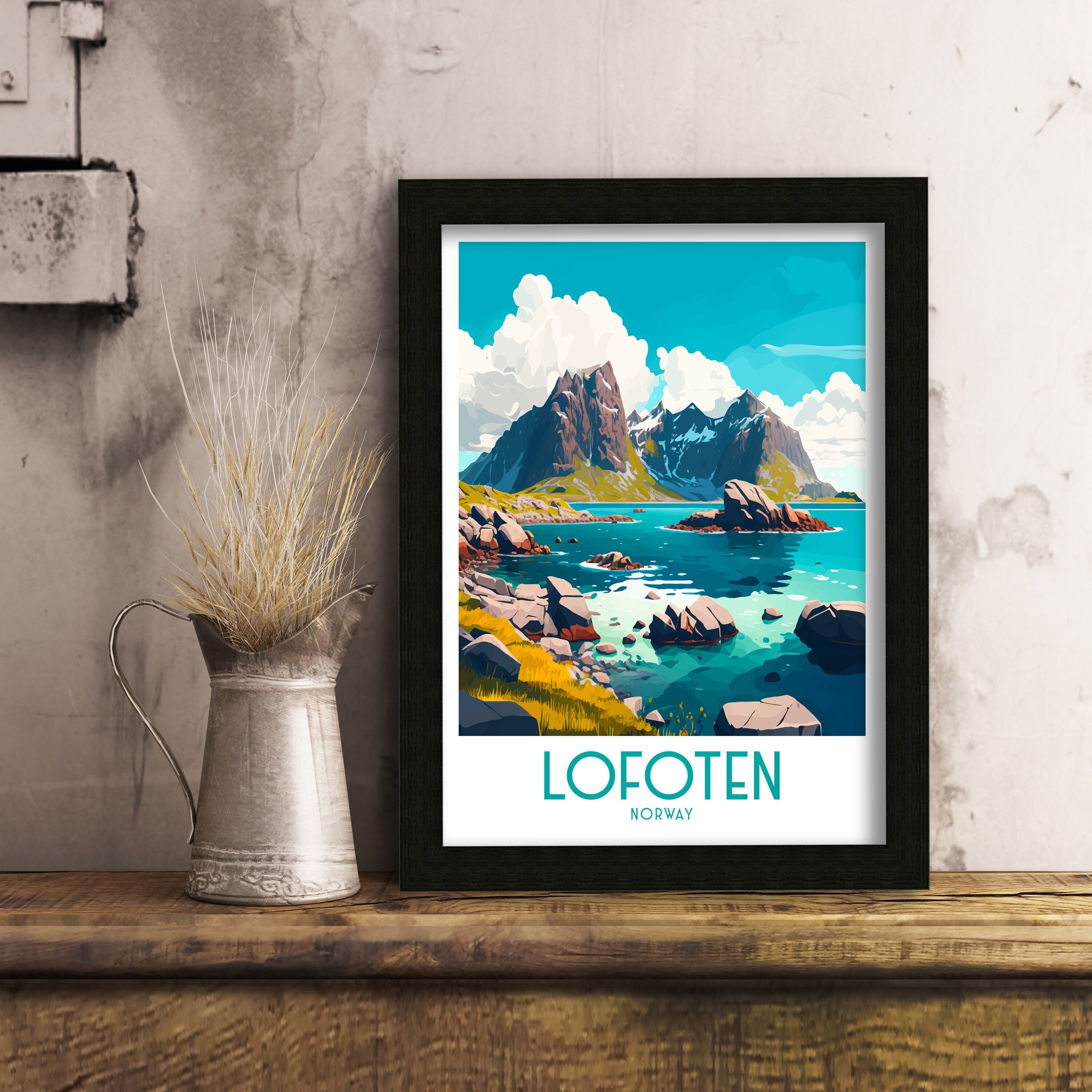 Lofoten Islands Art Print, Norway Travel Poster