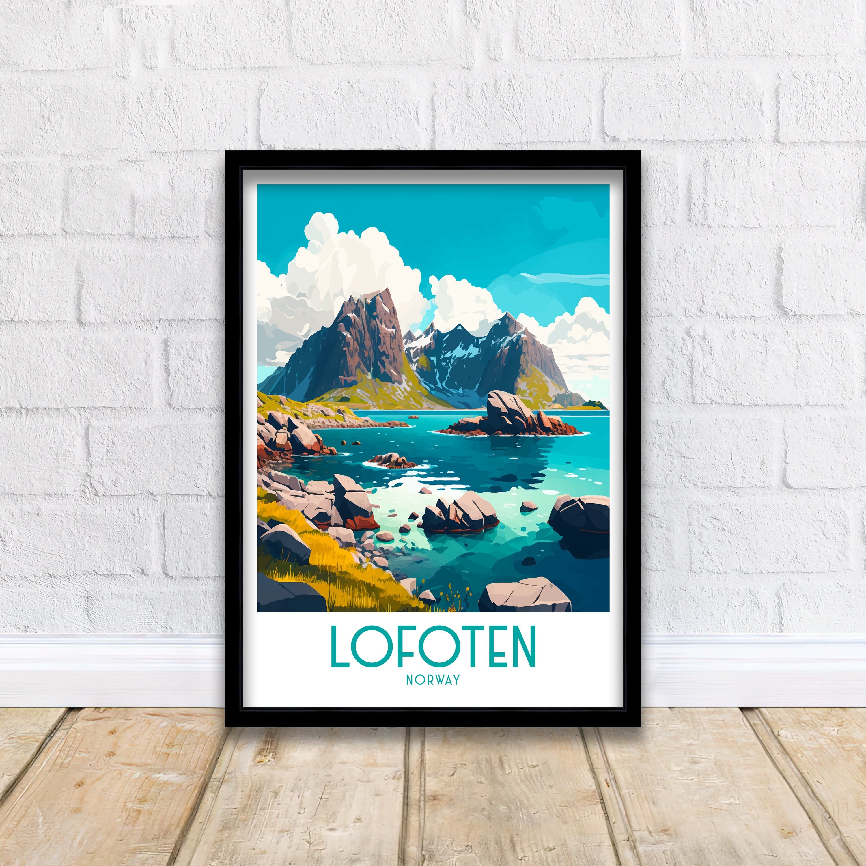 Lofoten Islands Art Print, Norway Travel Poster
