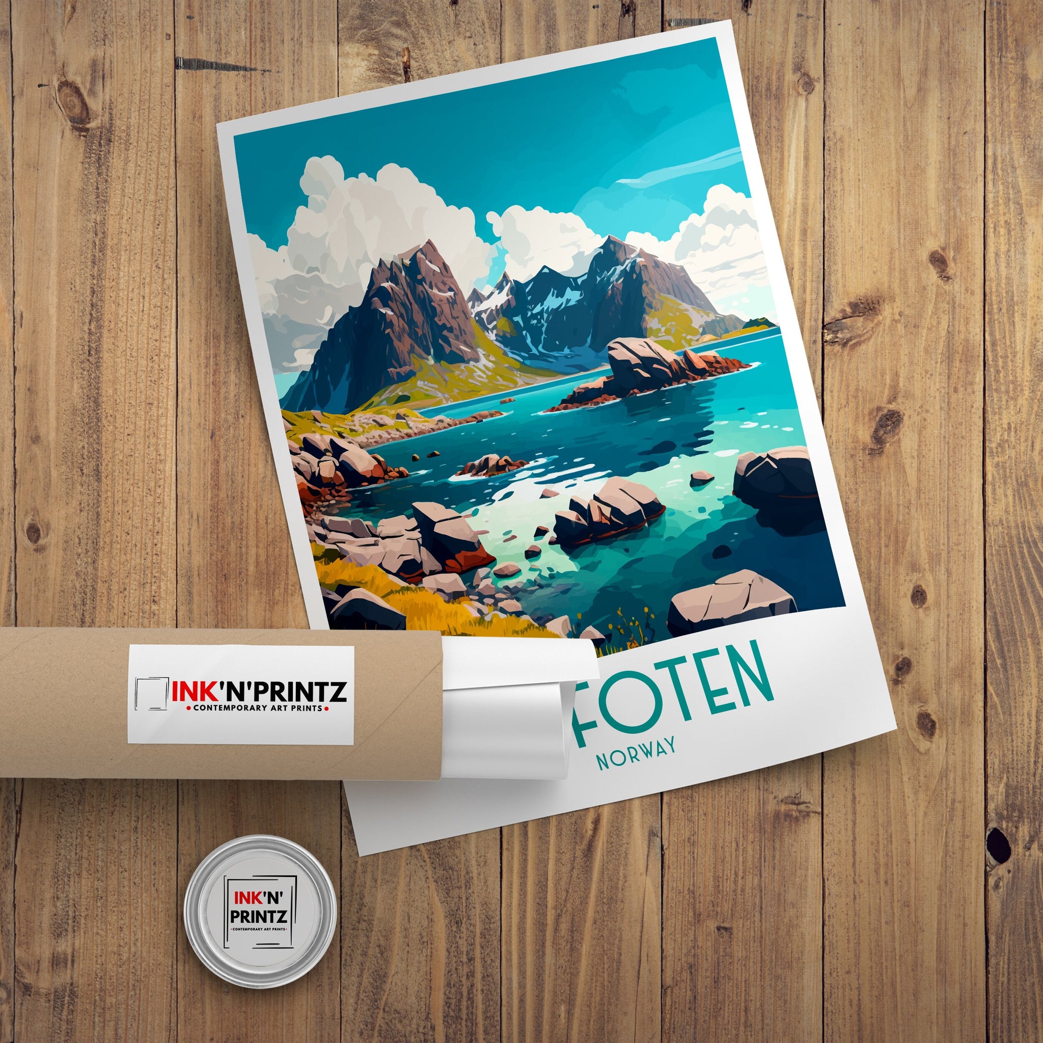 Lofoten Islands Art Print, Norway Travel Poster
