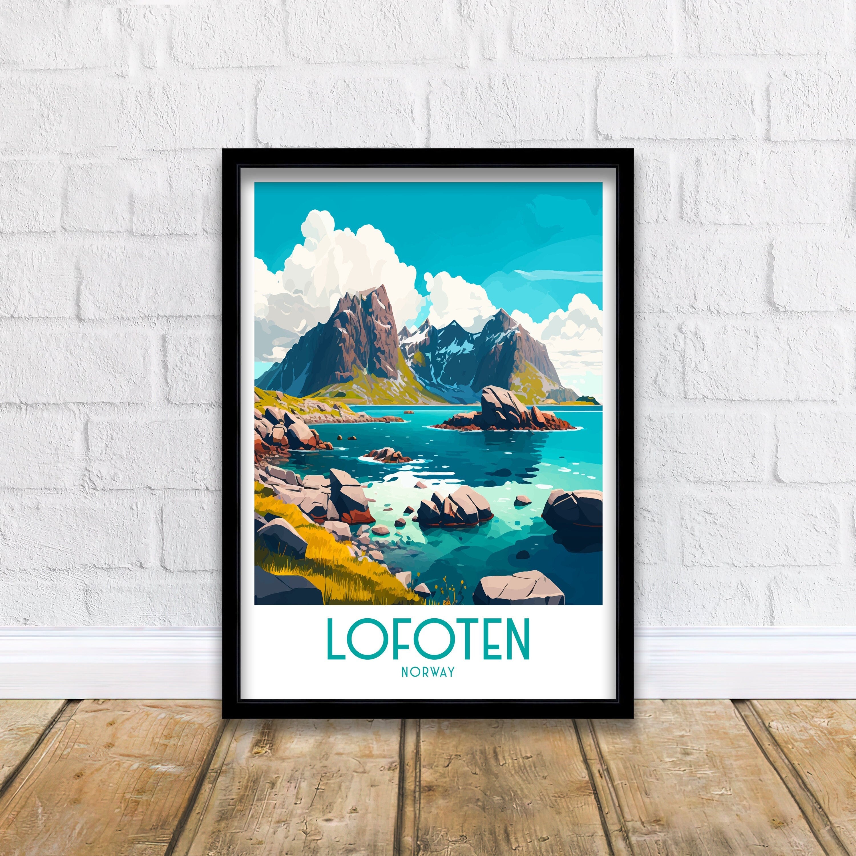 Lofoten Islands Art Print, Norway Travel Poster
