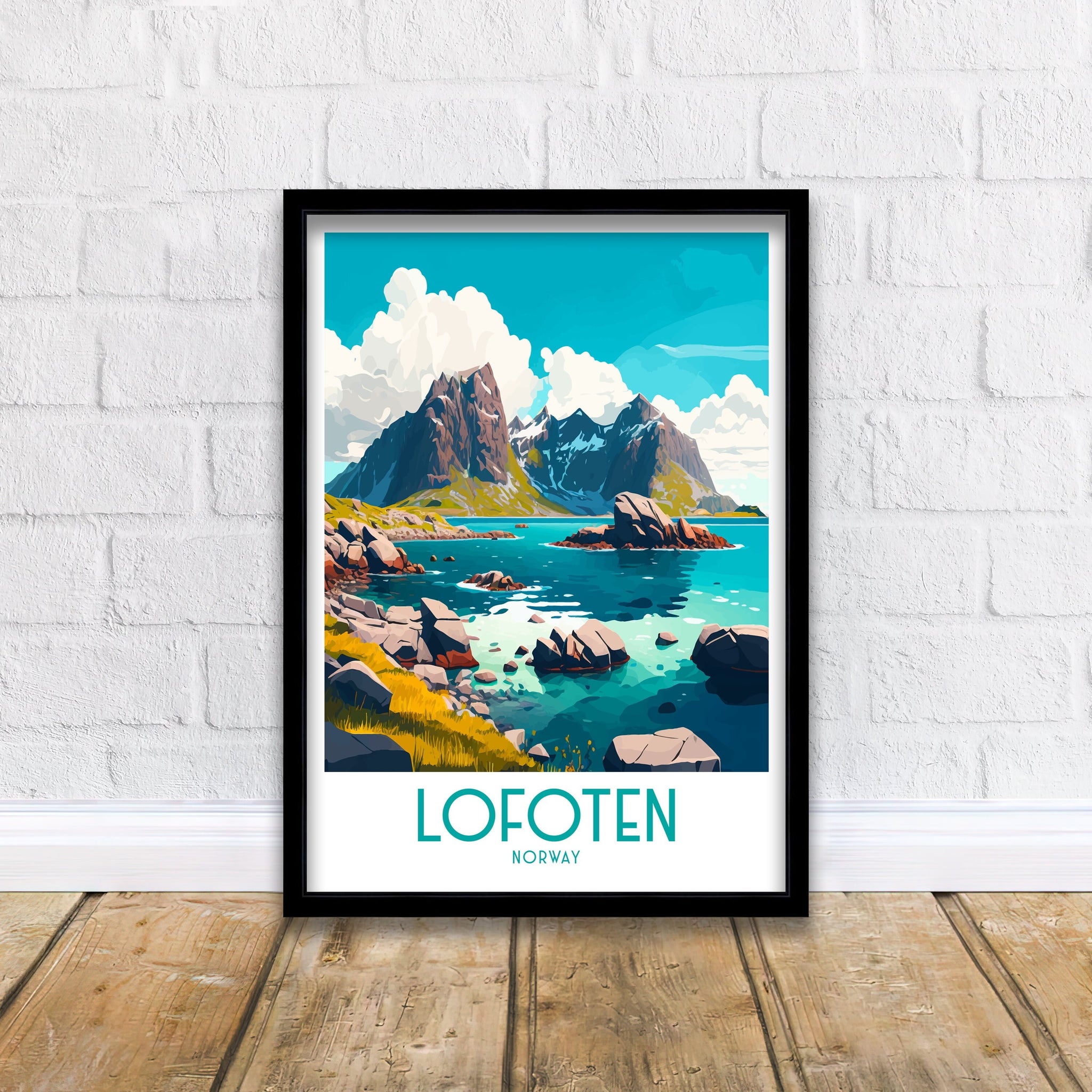Lofoten Islands Art Print, Norway Travel Poster