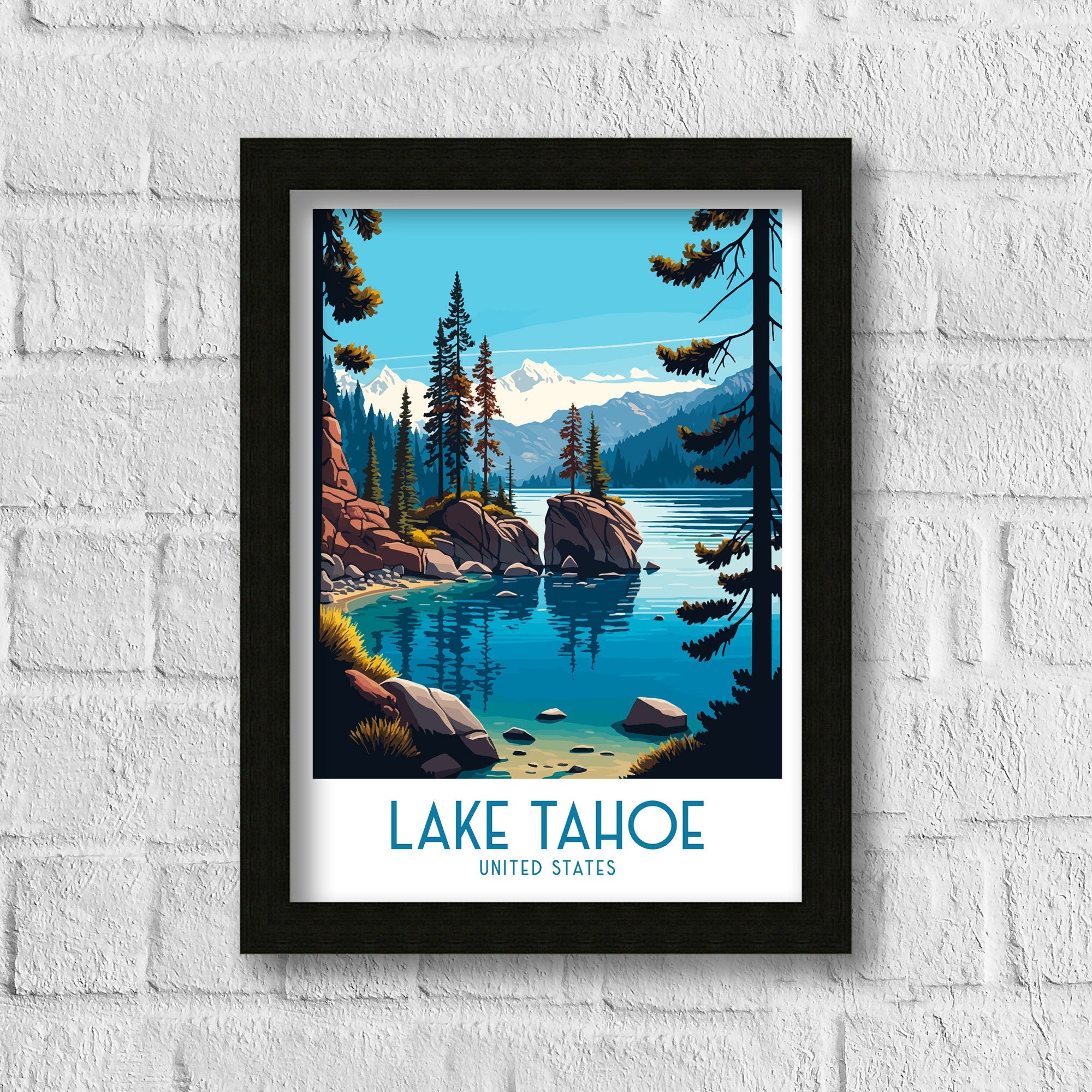 Lake Tahoe Travel Poster | Sierra Nevada Art Print