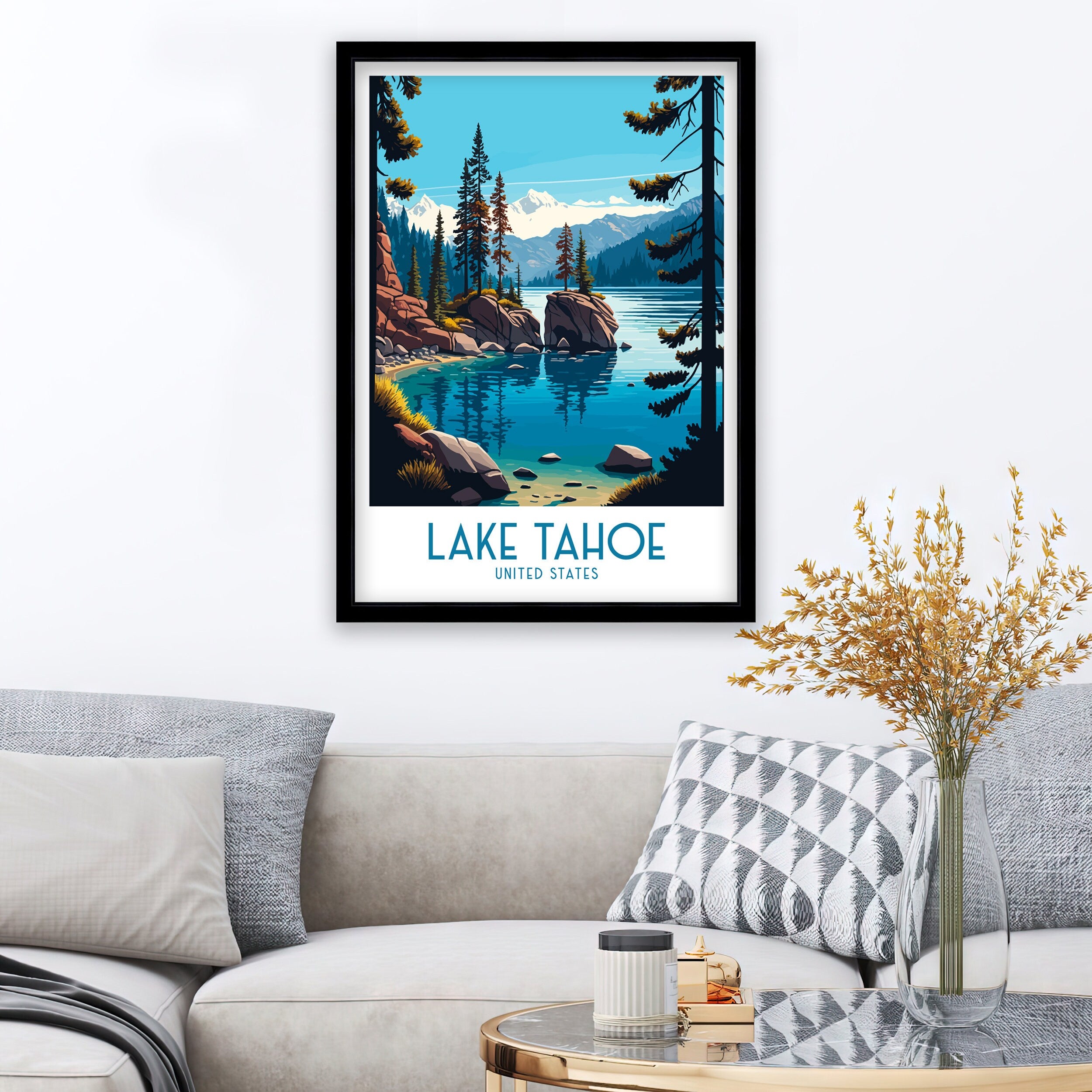 Lake Tahoe Travel Poster | Sierra Nevada Art Print