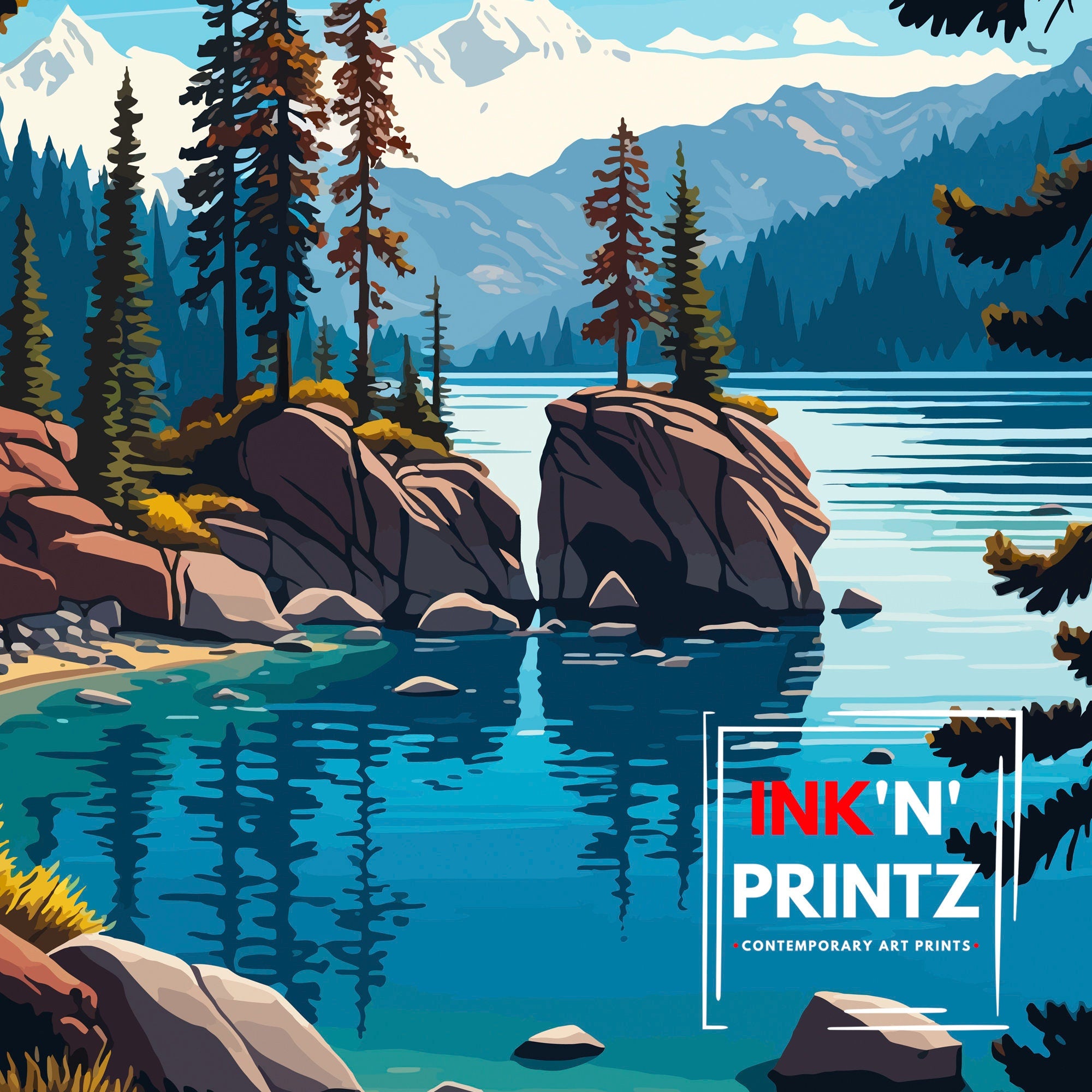 Lake Tahoe Travel Poster | Sierra Nevada Art Print