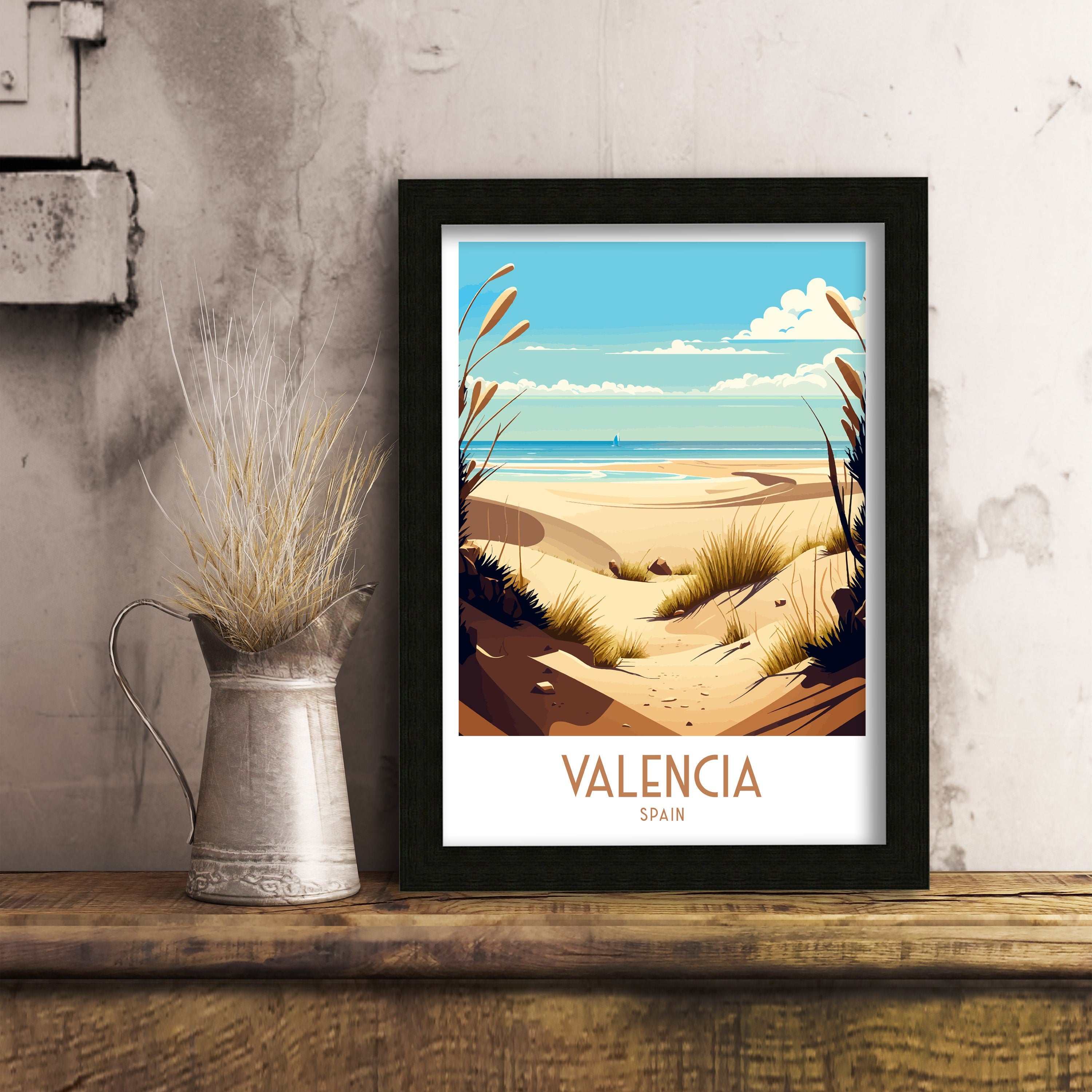 Valencia Beach Travel Print | Spain Coastal Art