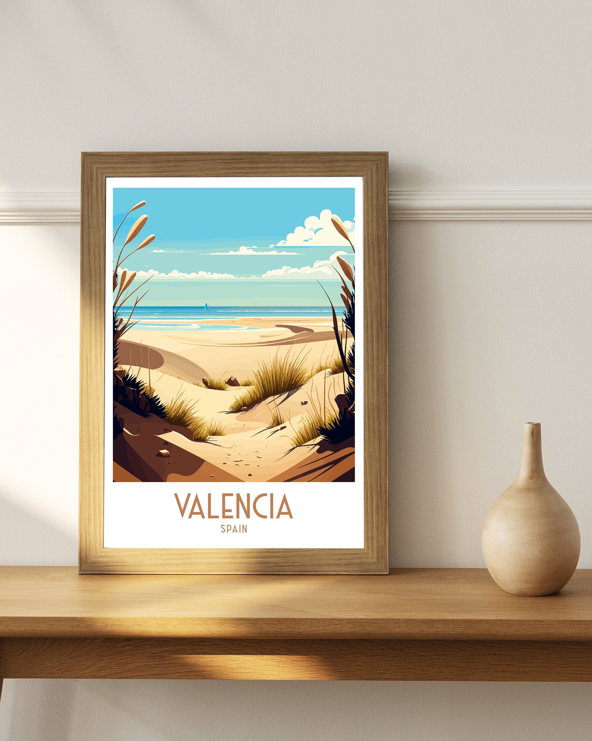 Valencia Beach Travel Print | Spain Coastal Art