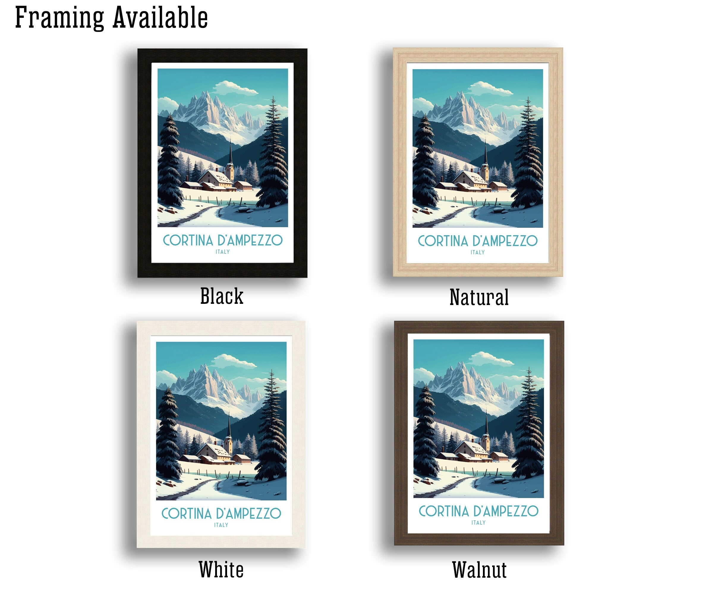 Cortina d'Ampezzo Ski Poster | Italy Travel Print