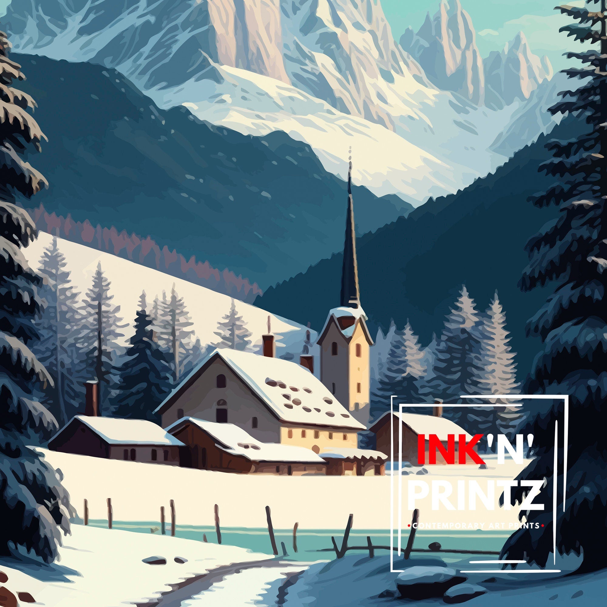 Cortina d'Ampezzo Ski Poster | Italy Travel Print