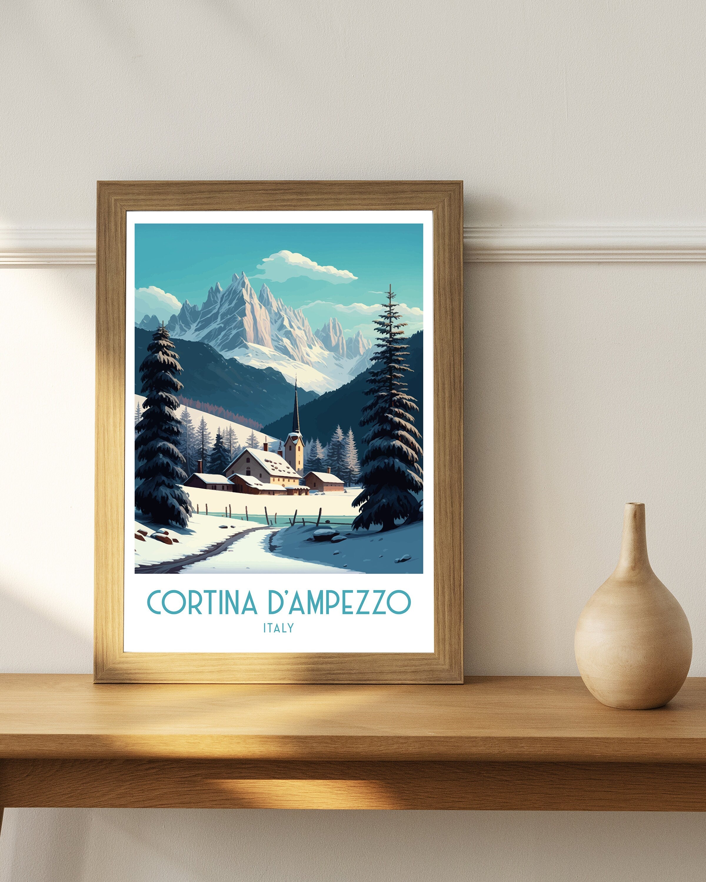 Cortina d'Ampezzo Ski Poster | Italy Travel Print