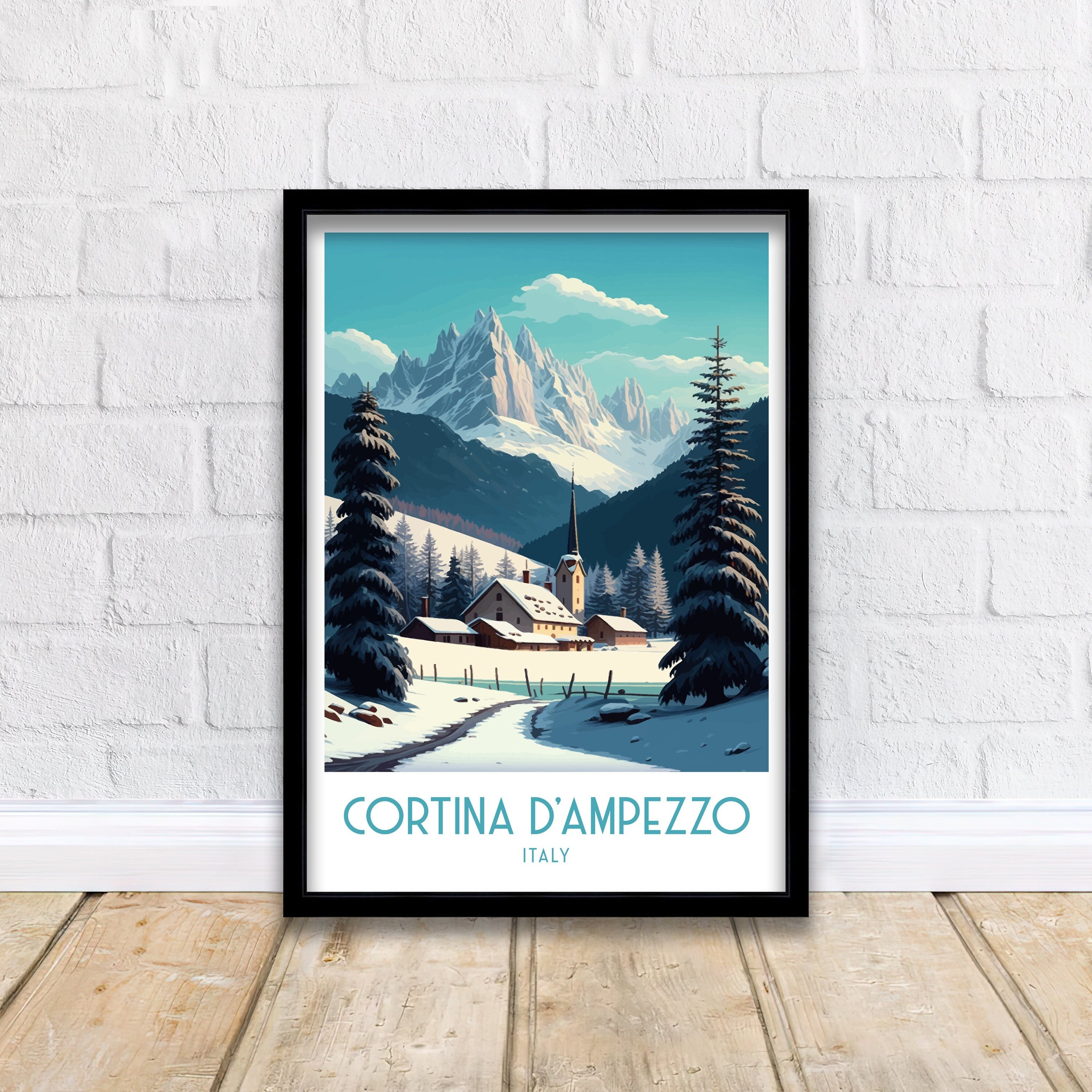 Cortina d'Ampezzo Ski Poster | Italy Travel Print