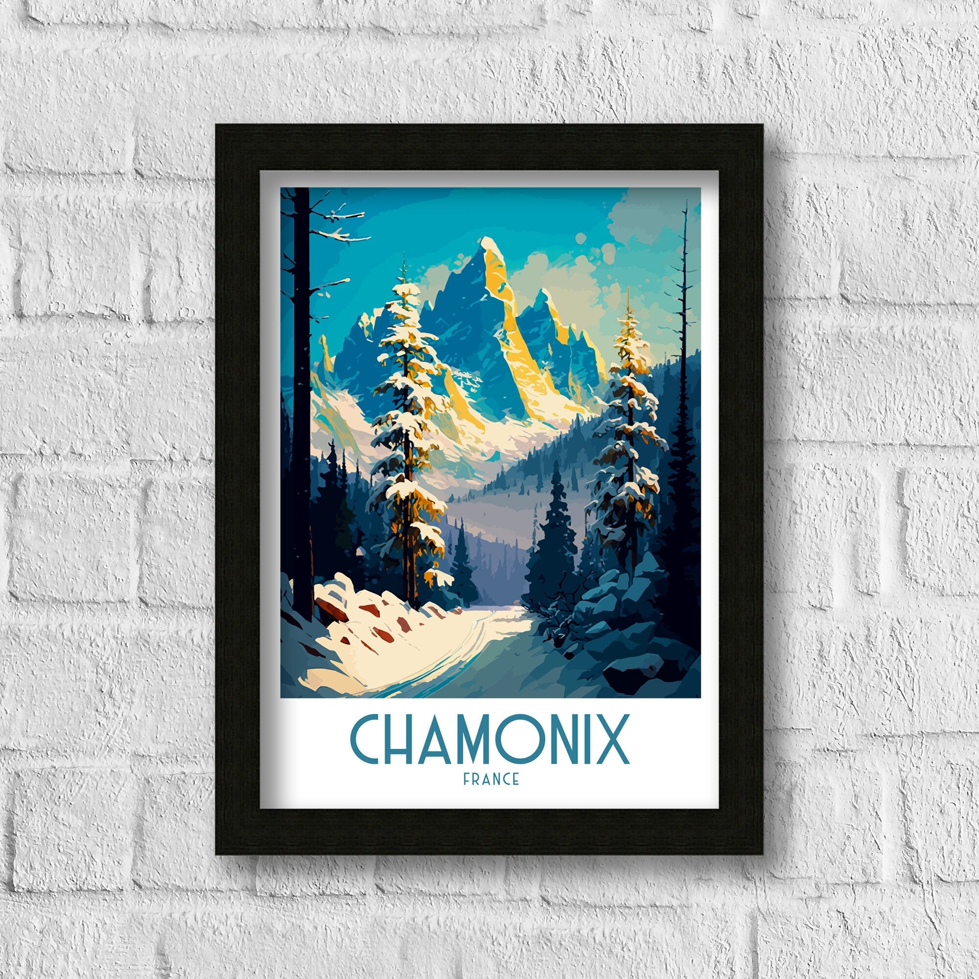 Chamonix Ski Poster | French Alps Travel Art Print