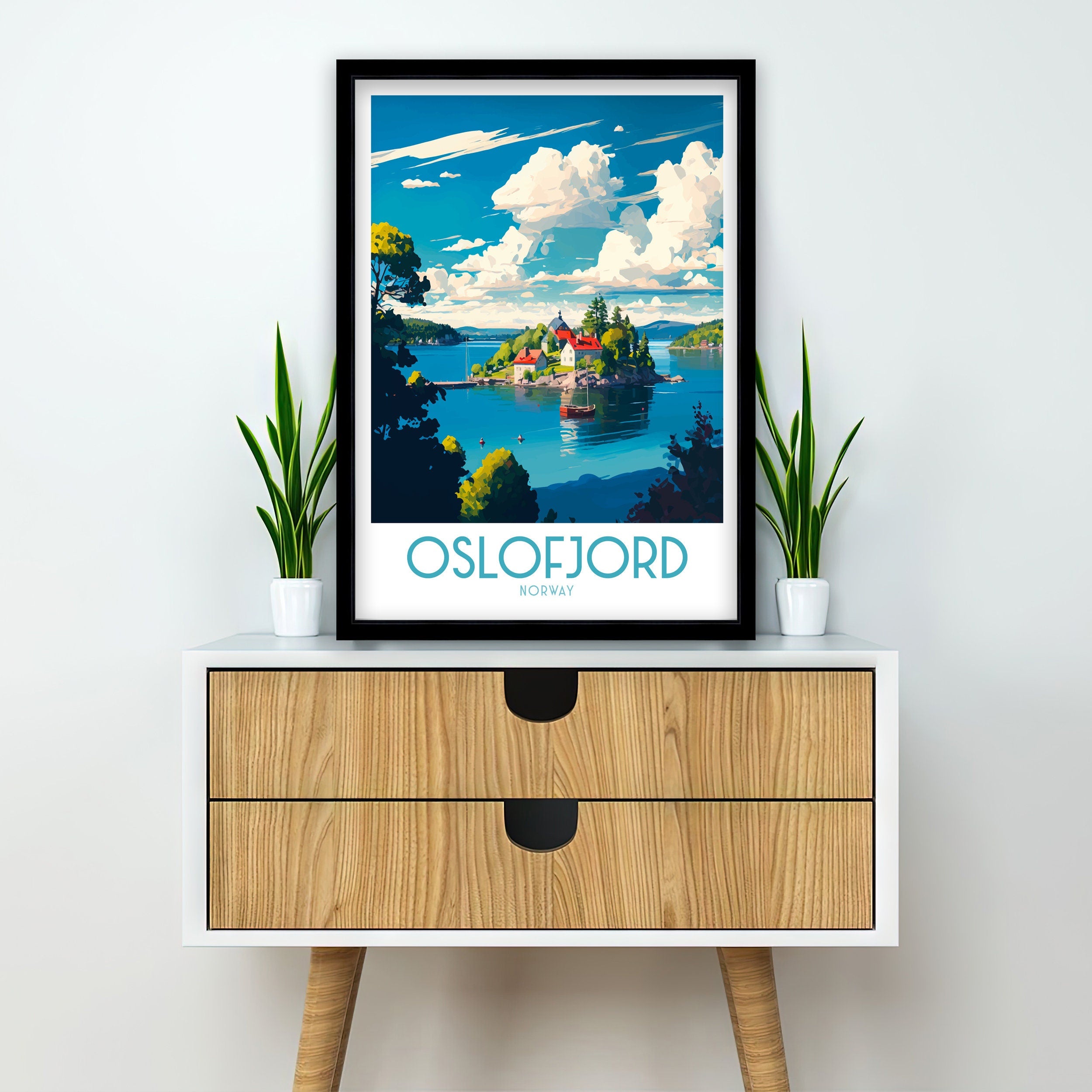 Oslofjord Norway Travel Poster, Coastal Home Decor