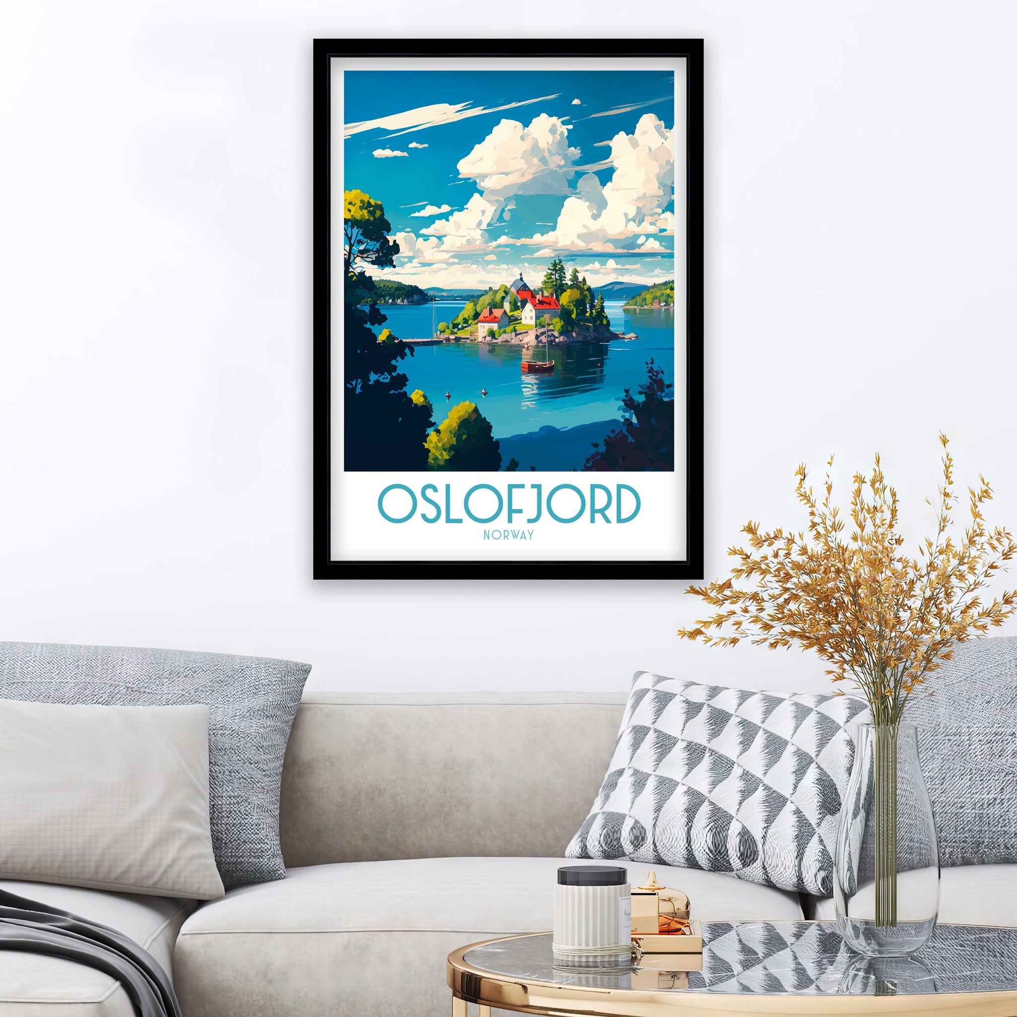 Oslofjord Norway Travel Poster, Coastal Home Decor