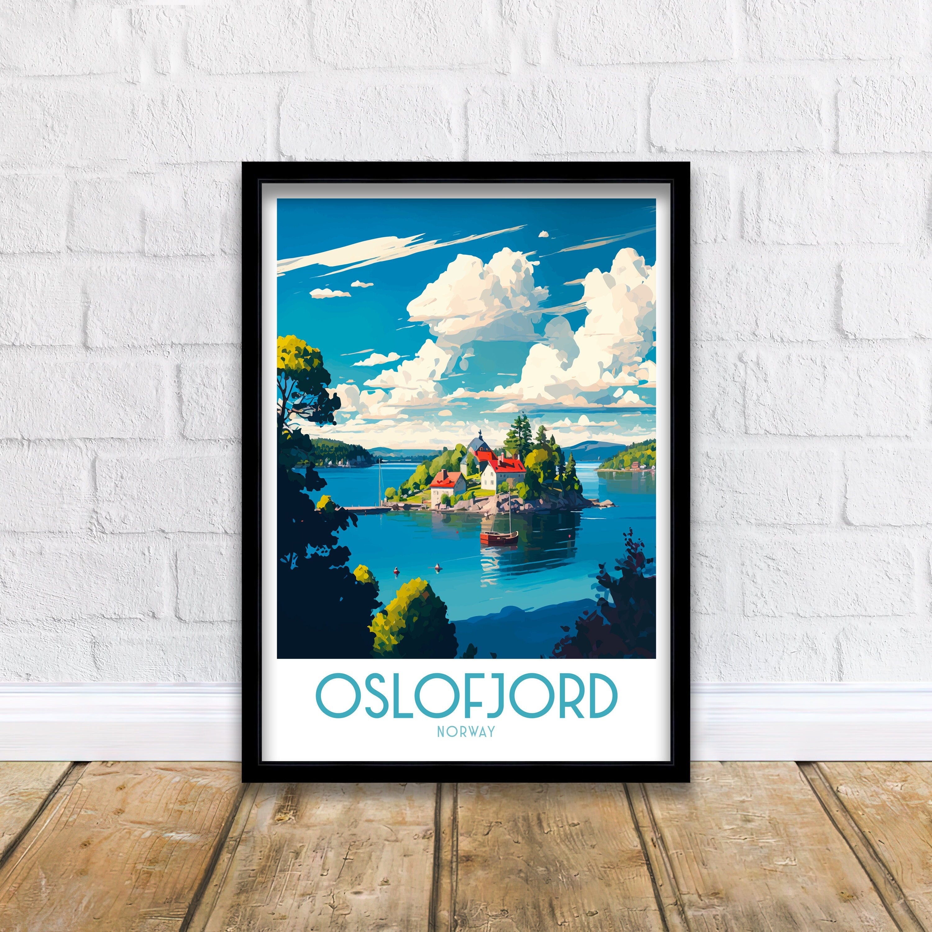 Oslofjord Norway Travel Poster, Coastal Home Decor