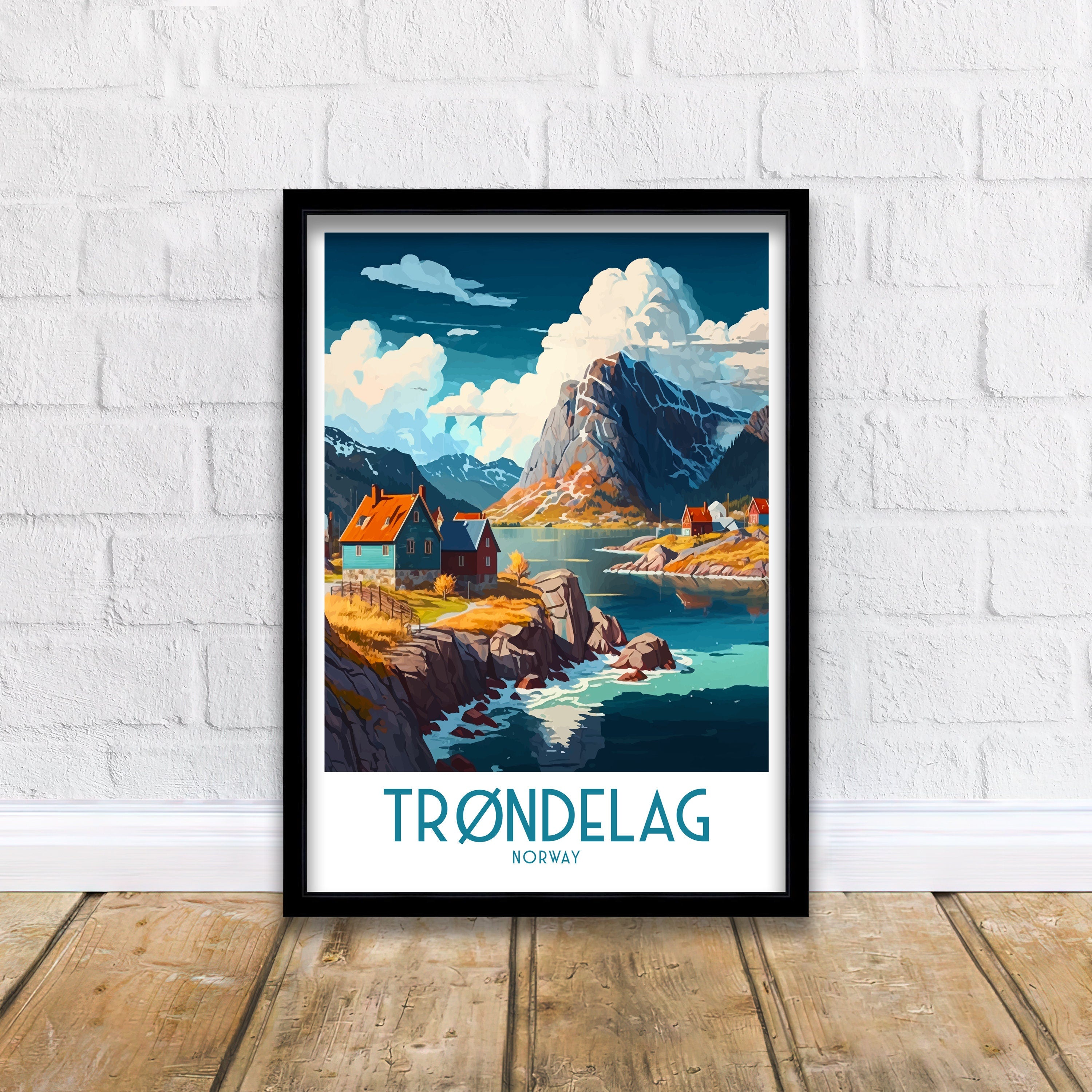 Trondheim Norway Travel Poster, Nordic Cityscape Art Print