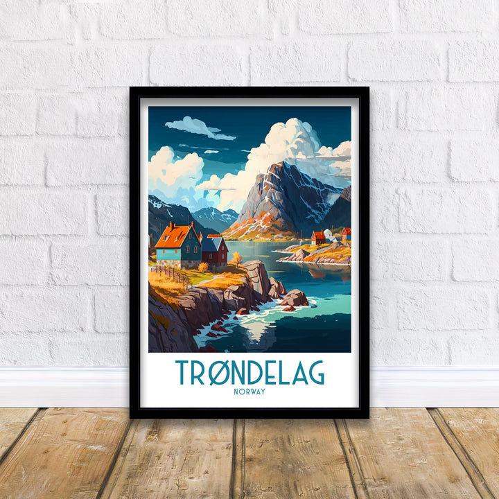 Trøndelag Norway Travel Poster , Trondheim Cityscape Wall Art, Nordic Decor, Norway Illustration, Travel Poster, Gift For Norway Lover