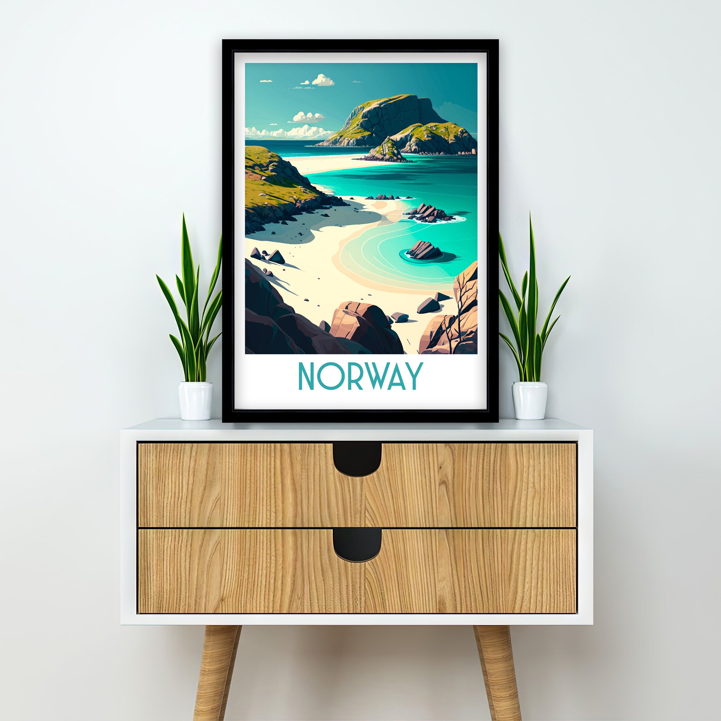 Southern Norway Travel Print, Coastal Landscape Art