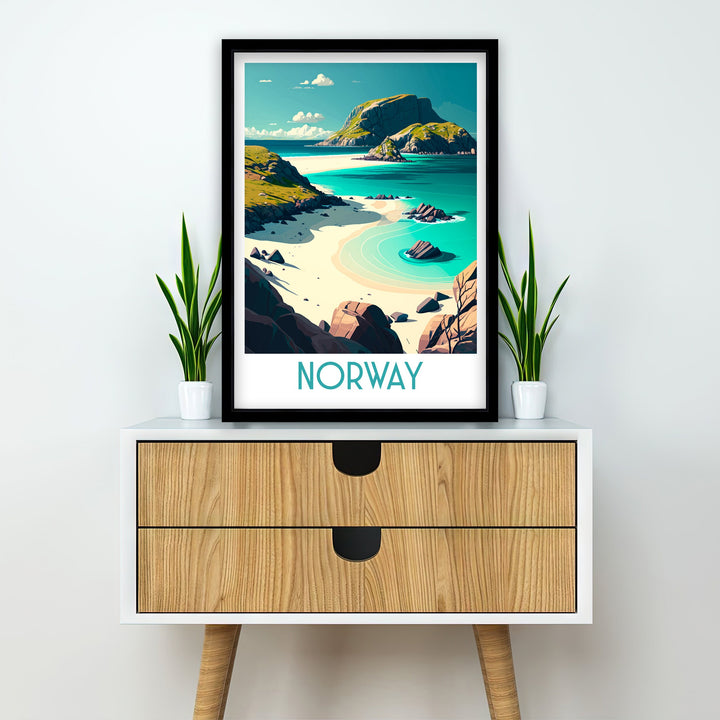 Southern Norway Travel Poster , Norway Wall Art, Norway Home Decor, Norway Landscape Art, Norway Gift, Norway Illustration, Norway Poster