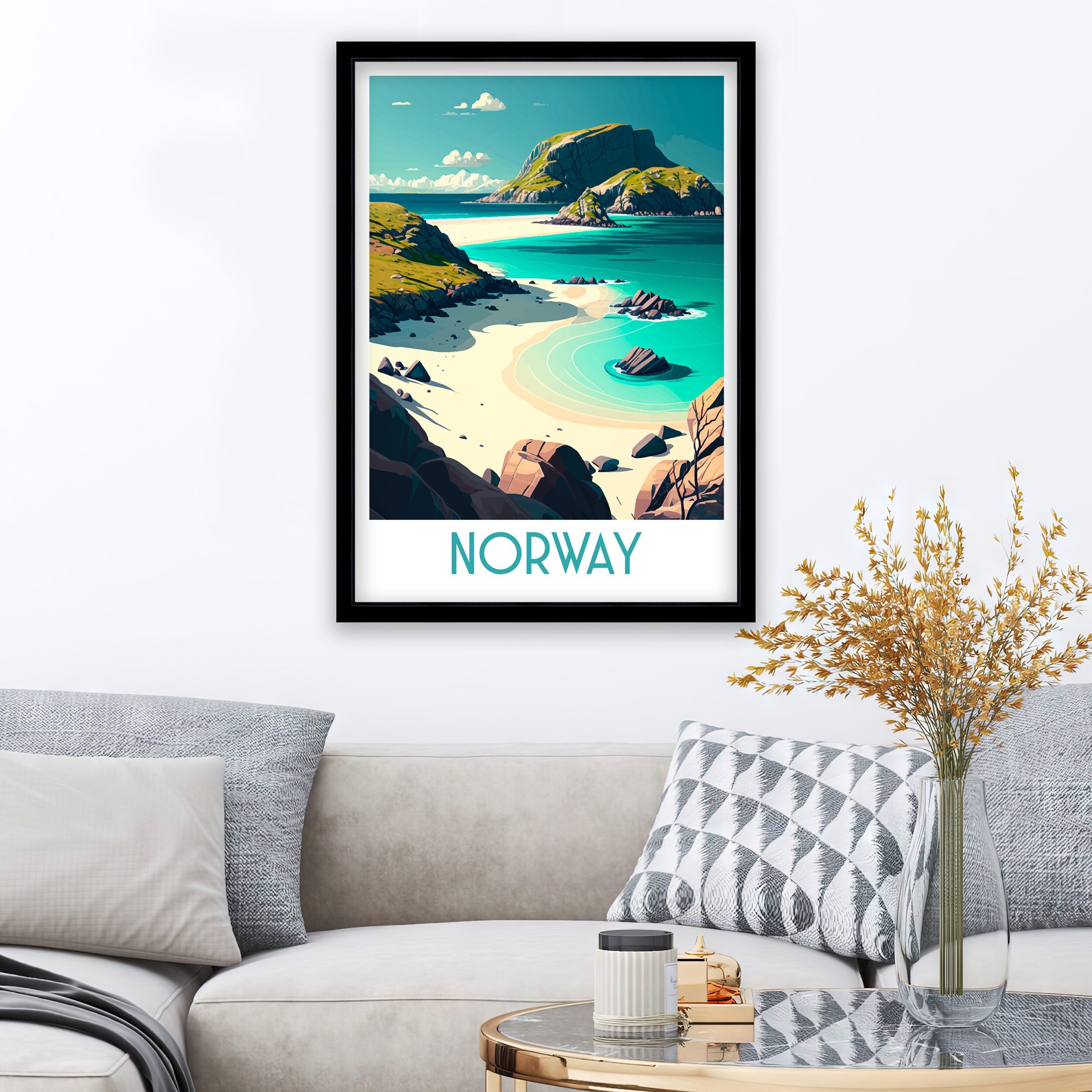 Southern Norway Travel Print, Coastal Landscape Art