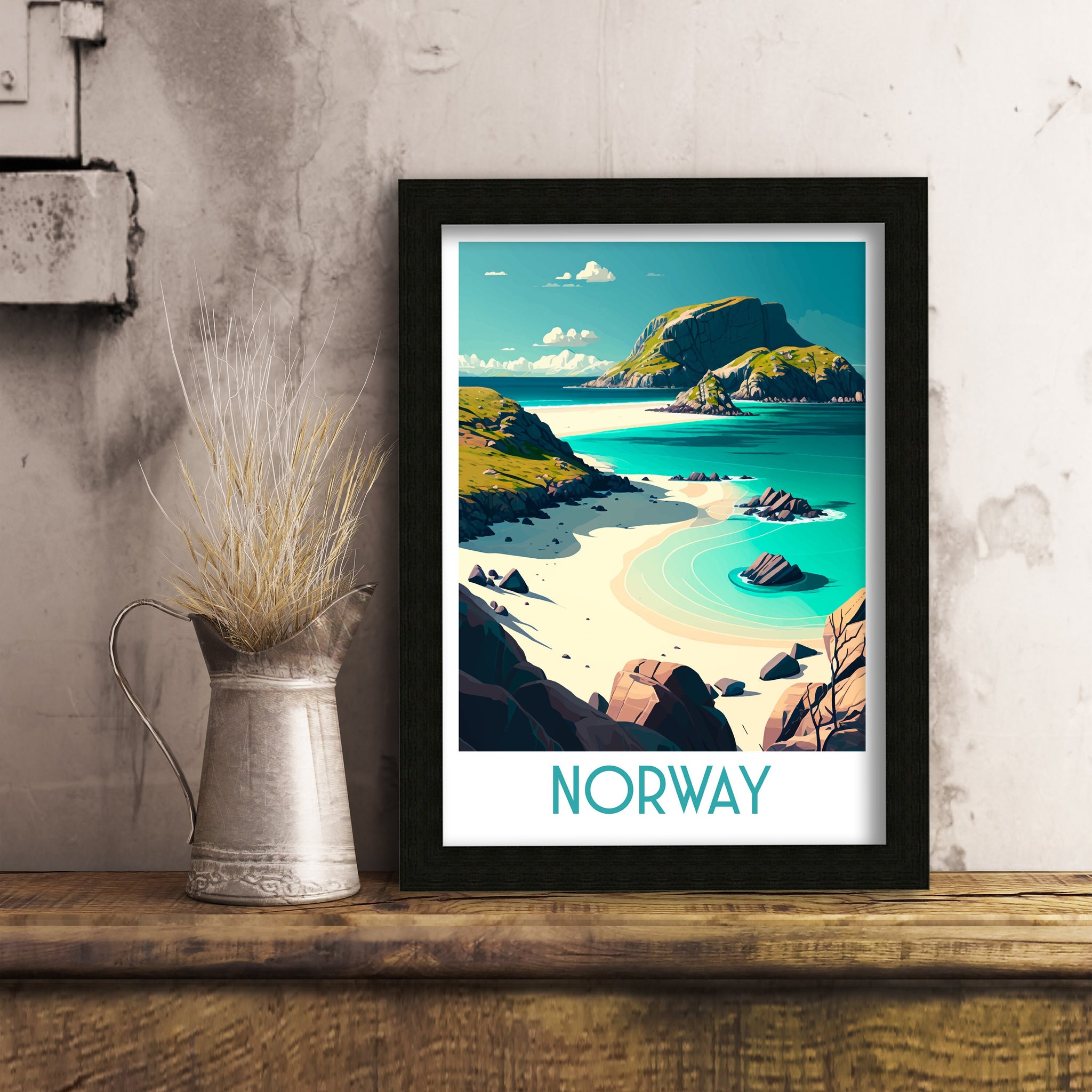 Southern Norway Travel Print, Coastal Landscape Art