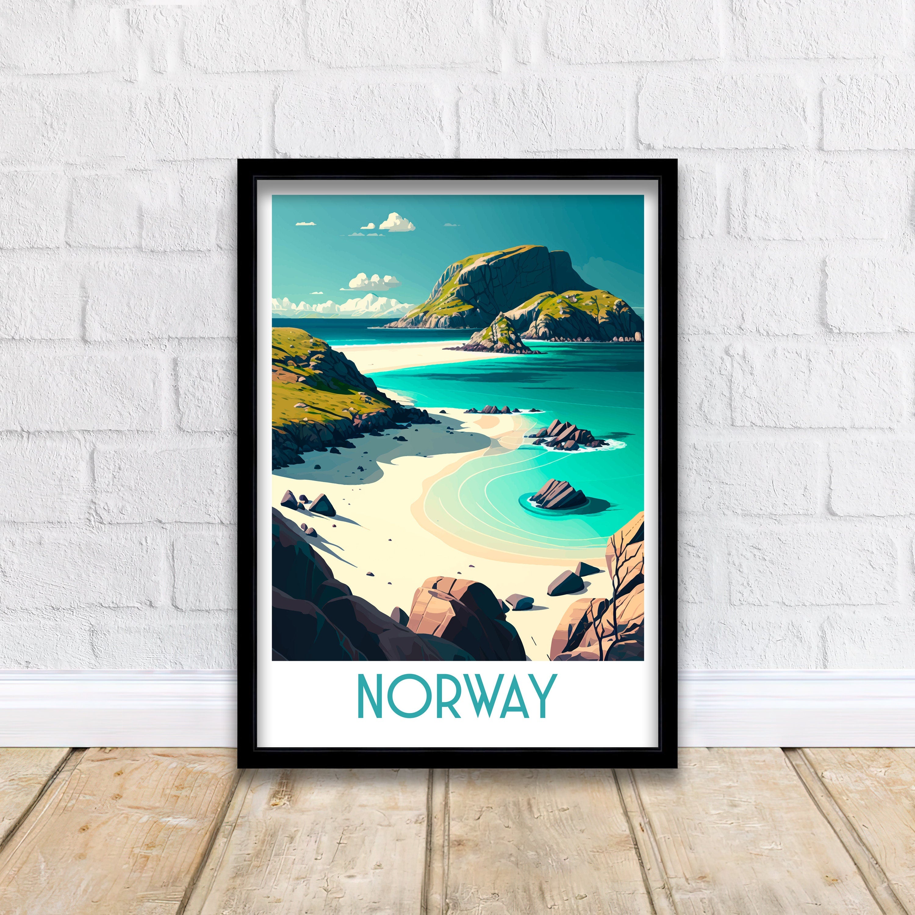 Southern Norway Travel Print, Coastal Landscape Art