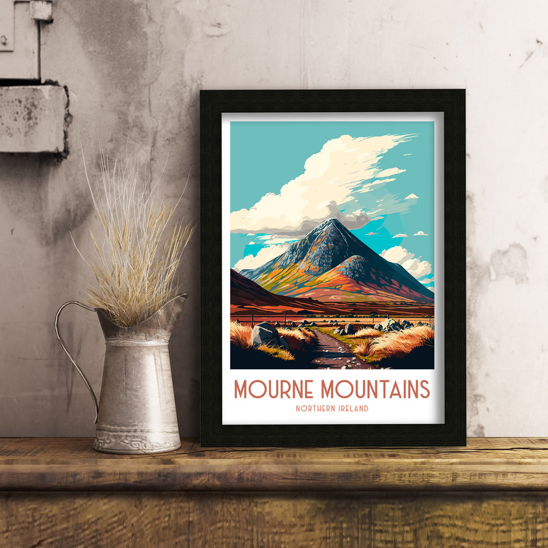 Mourne Mountains Poster Mourne Mountains Wall Art Ireland Travel Poster Home Decor Gift Mourne Mountains Illustration