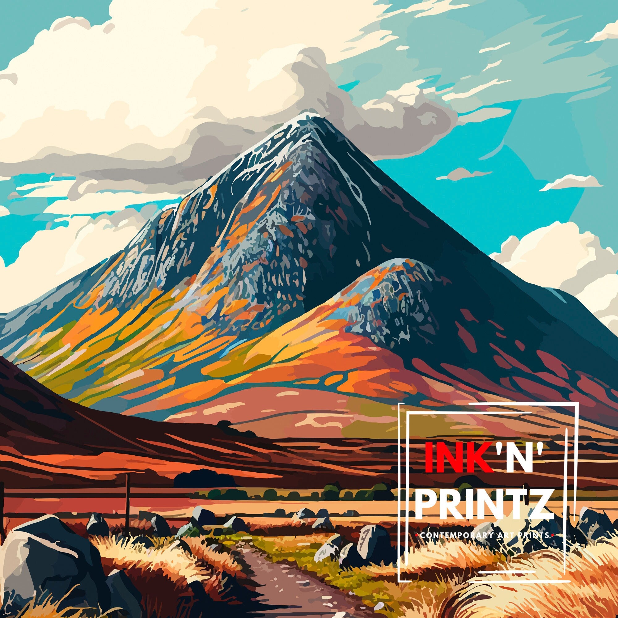 Mourne Mountains Ireland Art Print, Travel Poster