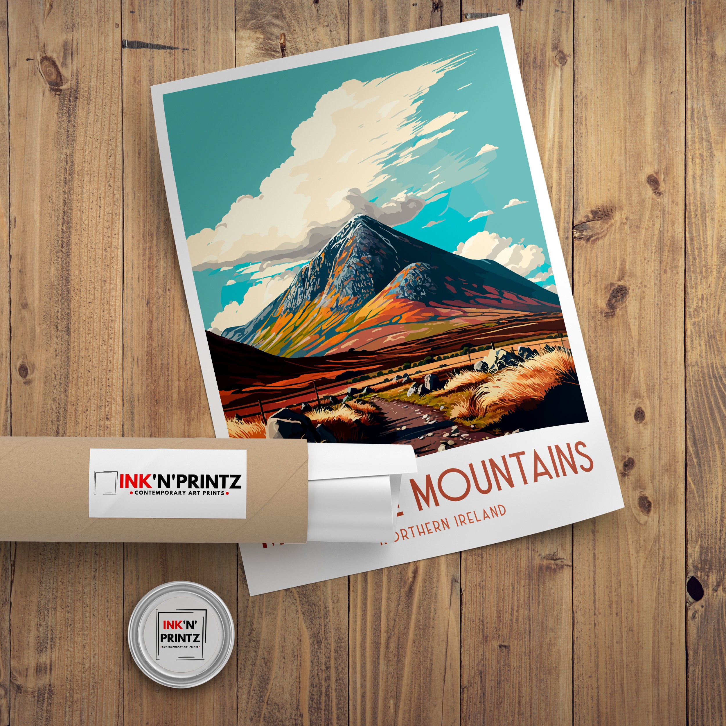 Mourne Mountains Ireland Art Print, Travel Poster