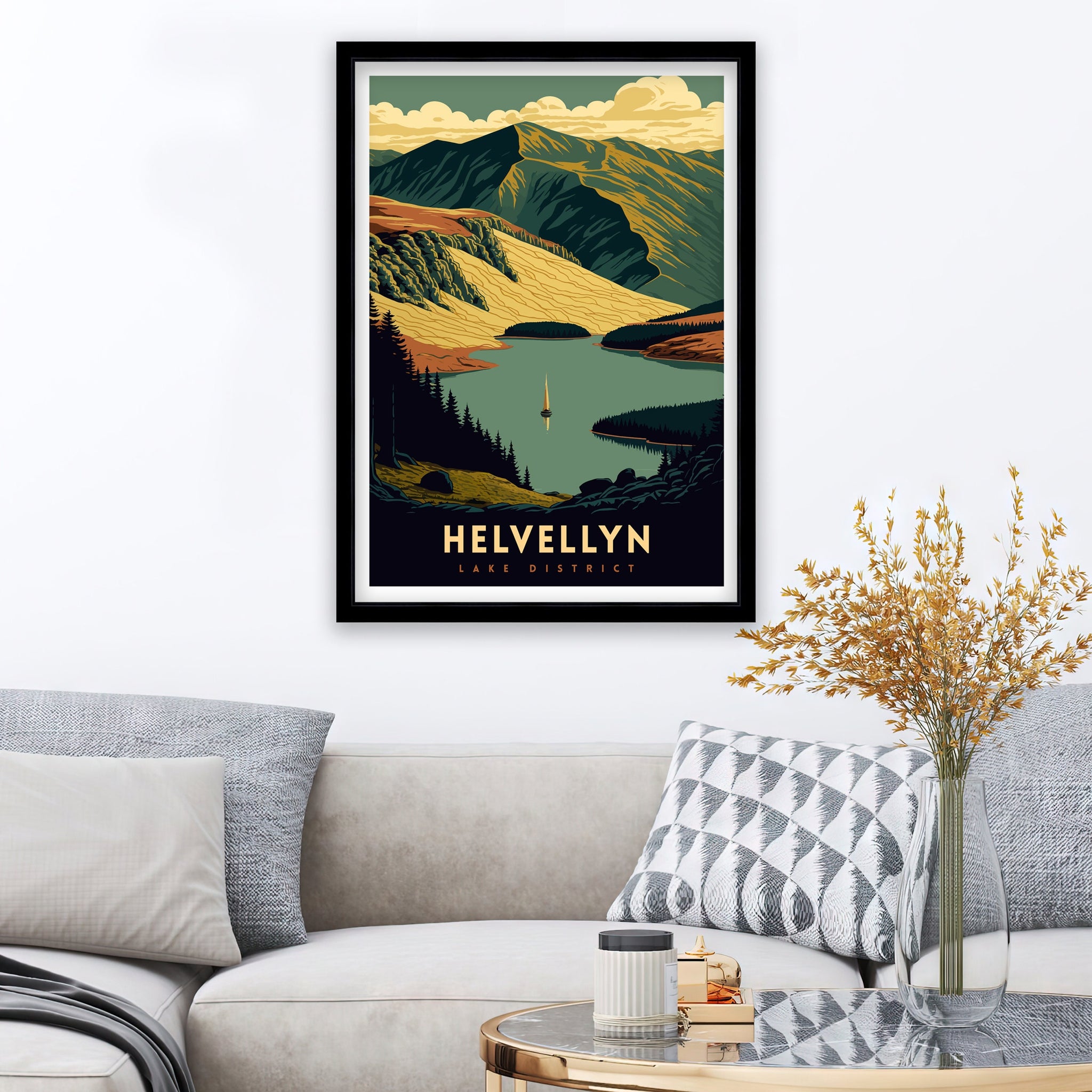 Helvellyn Lake District Travel Poster | Hiking Art Print