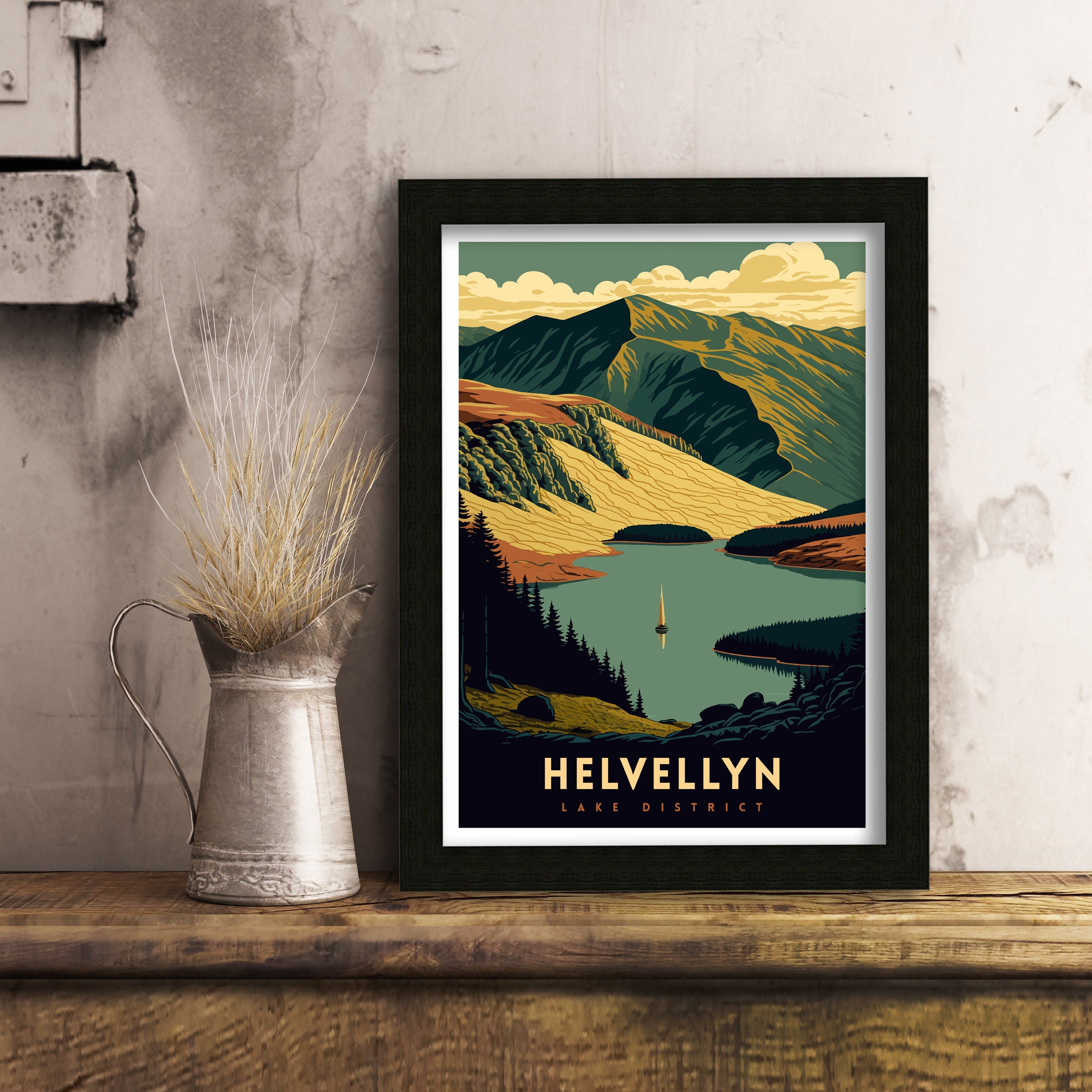 Helvellyn Lake District Travel Poster | Hiking Art Print