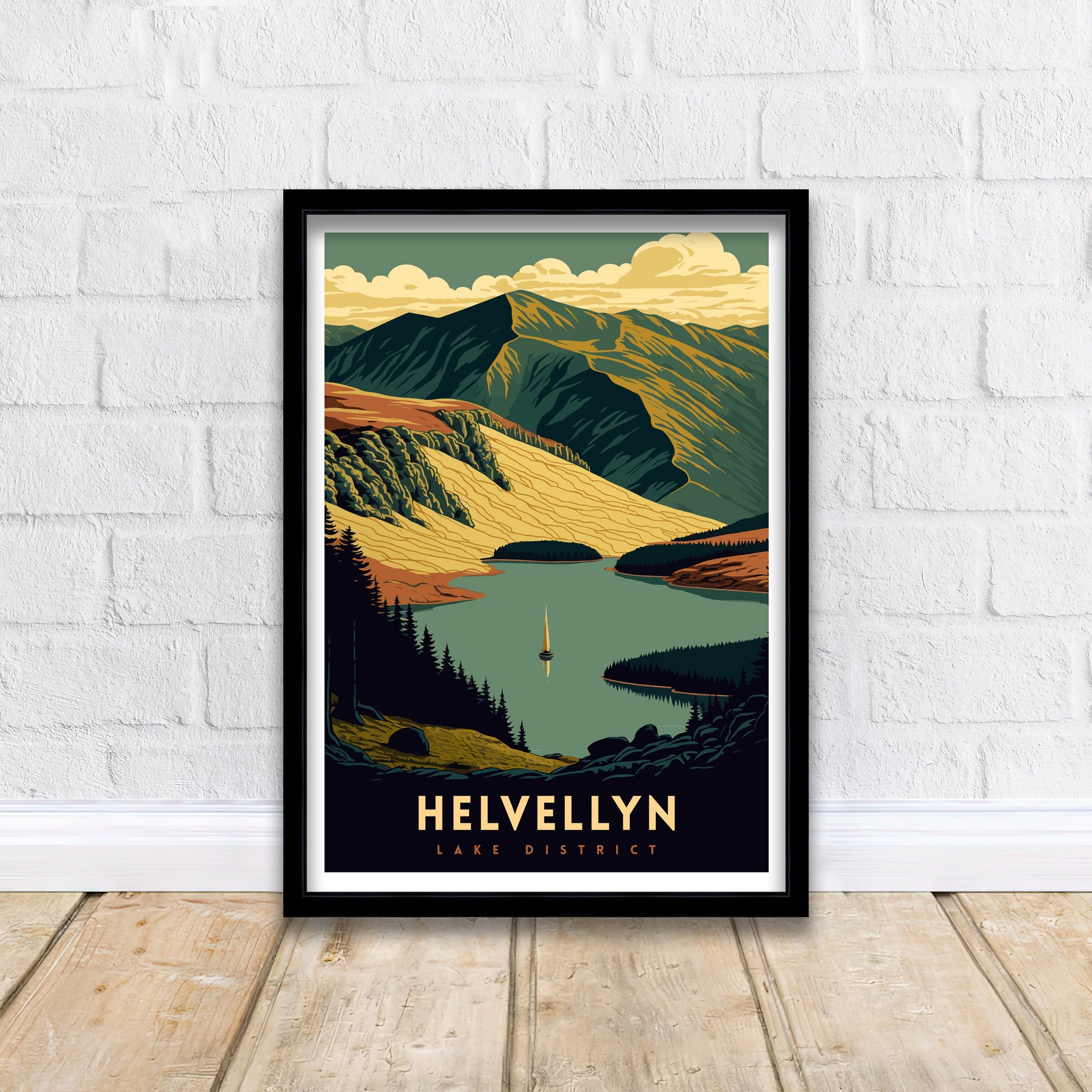 Helvellyn Lake District Travel Poster | Hiking Art Print