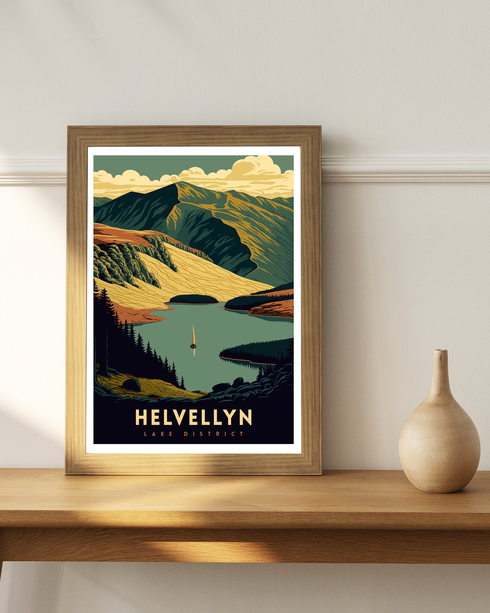 Helvellyn Lake District Travel Poster | Hiking Art Print
