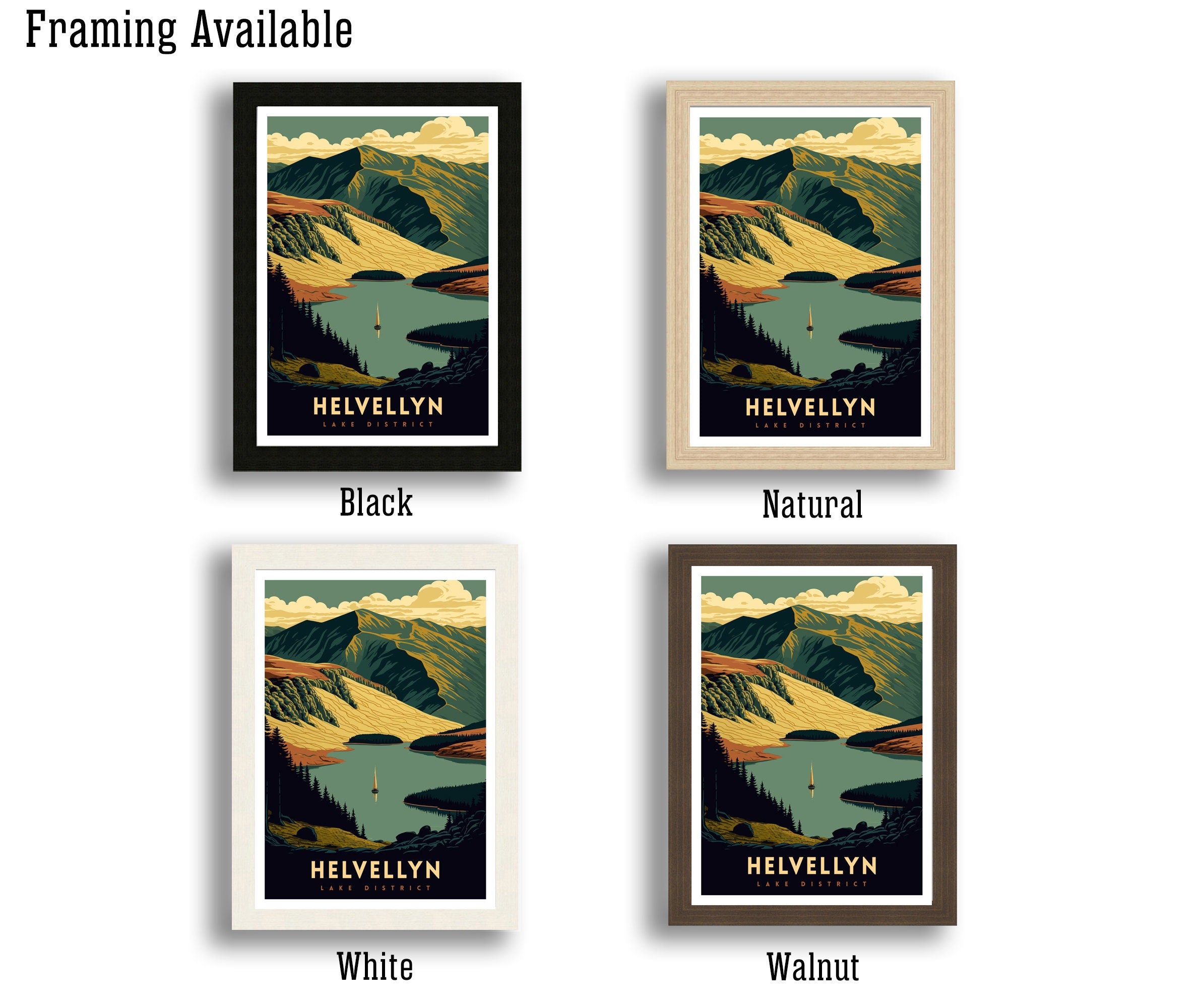 Helvellyn Lake District Travel Poster | Hiking Art Print
