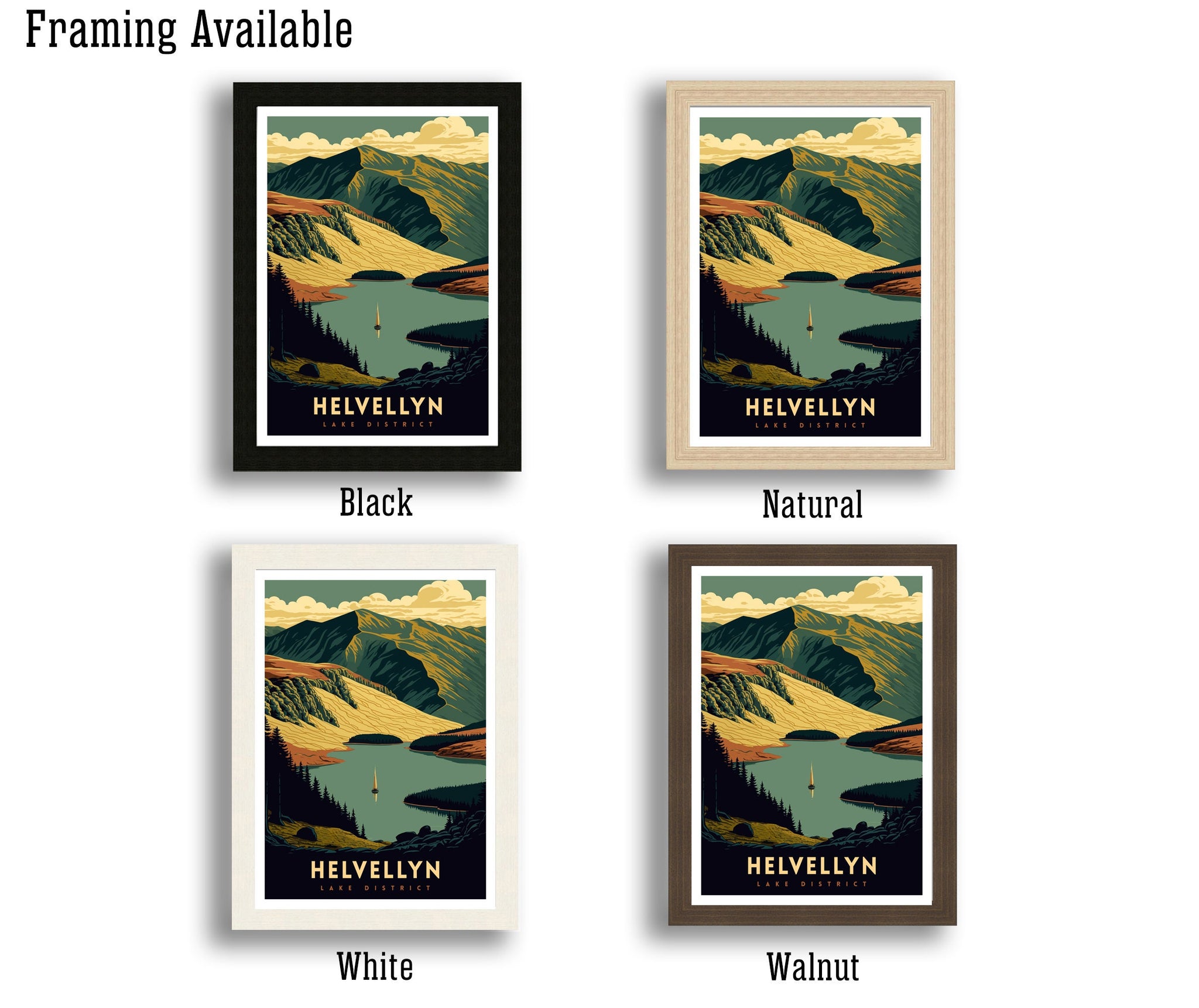 Helvellyn Lake District Travel Poster | Hiking Art Print