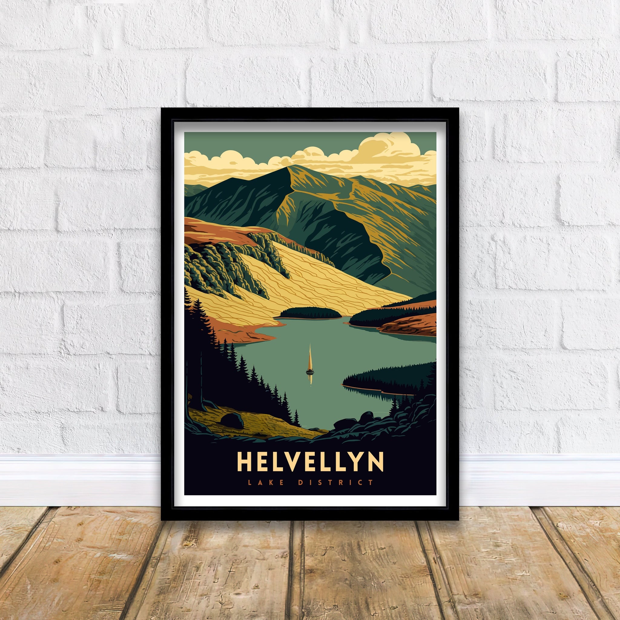 Helvellyn Lake District Travel Poster | Hiking Art Print